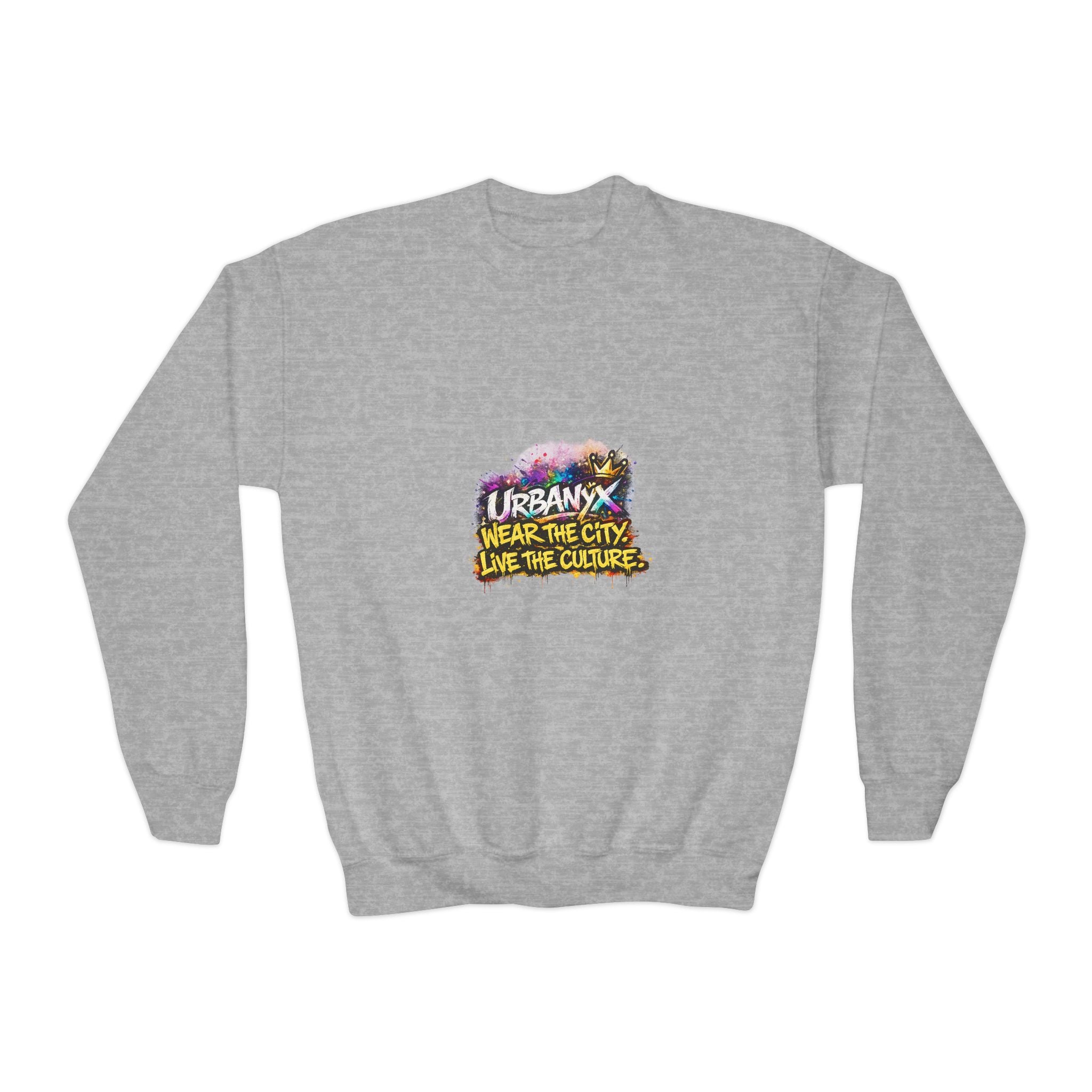 Urbanyx Youth Crewneck Sweatshirt — 'Urban Vibes' Colorful Graffiti Logo