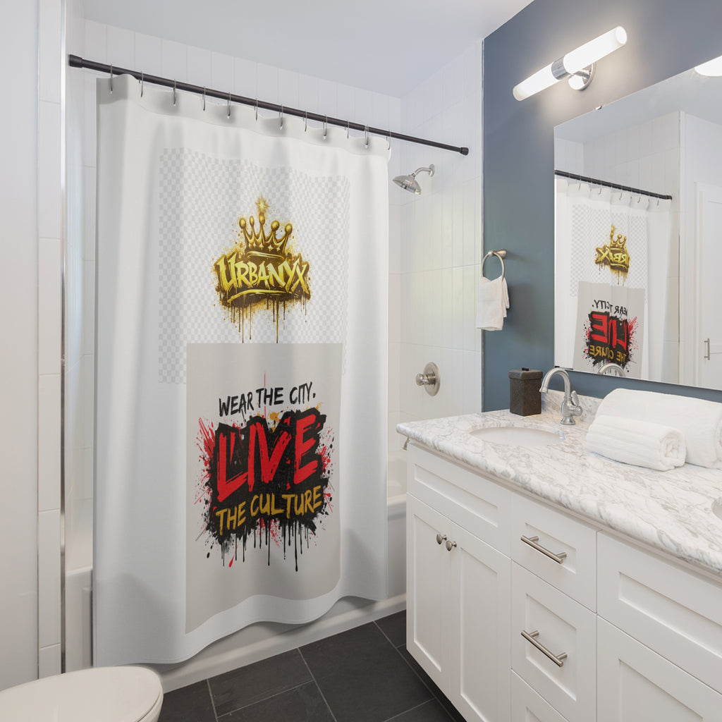 Urban Graffiti Shower Curtain – "Wear the City. Live the Culture" Street Art Bath Decor