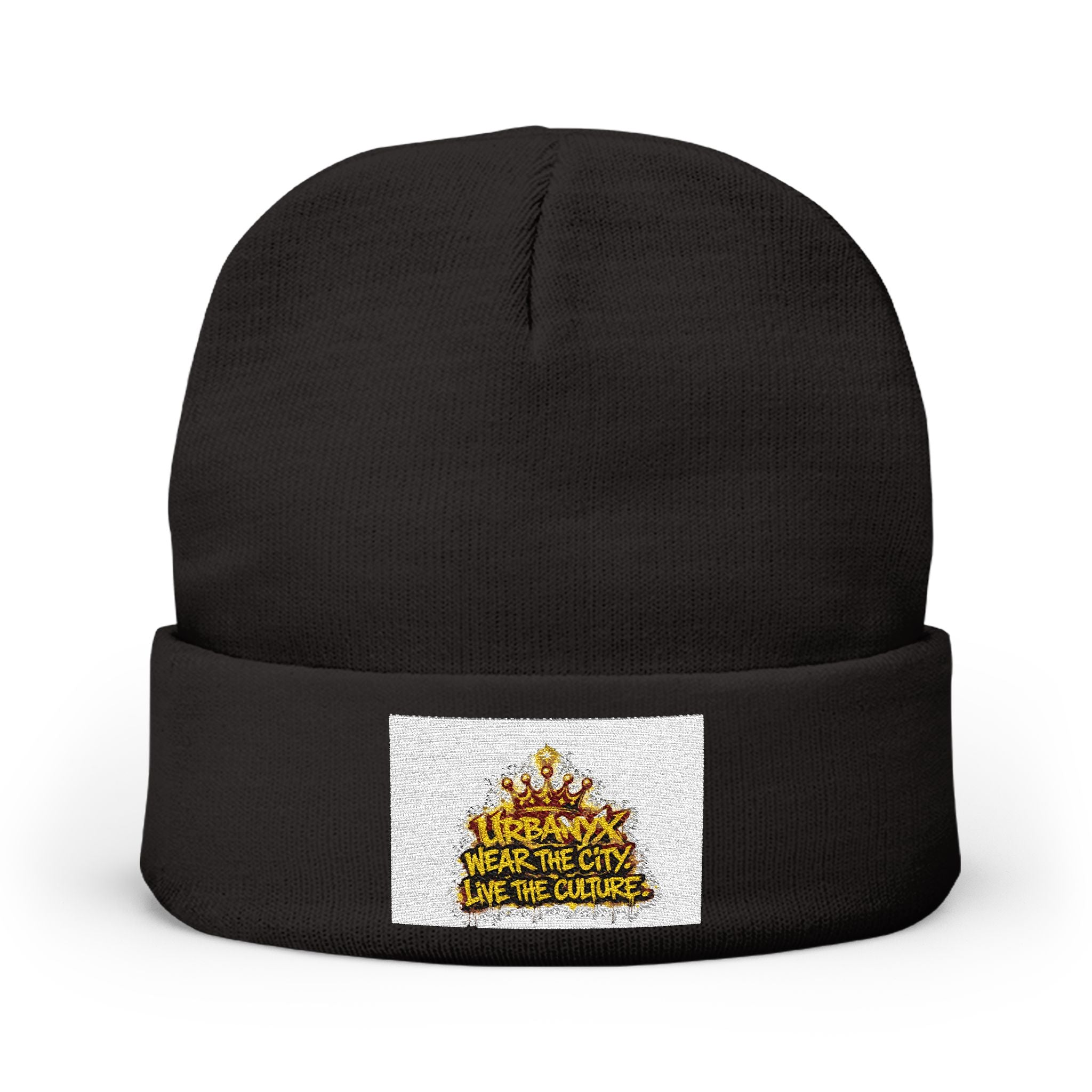 Urbanyx Embroidered Crown Knit Beanie — "Save the Cats, Save the Culture"