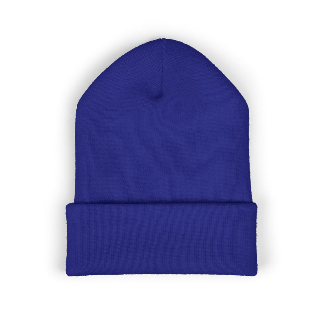 Urbanyx Embroidered Fire Patch Cuffed Beanie — Cozy White Knit Winter Hat