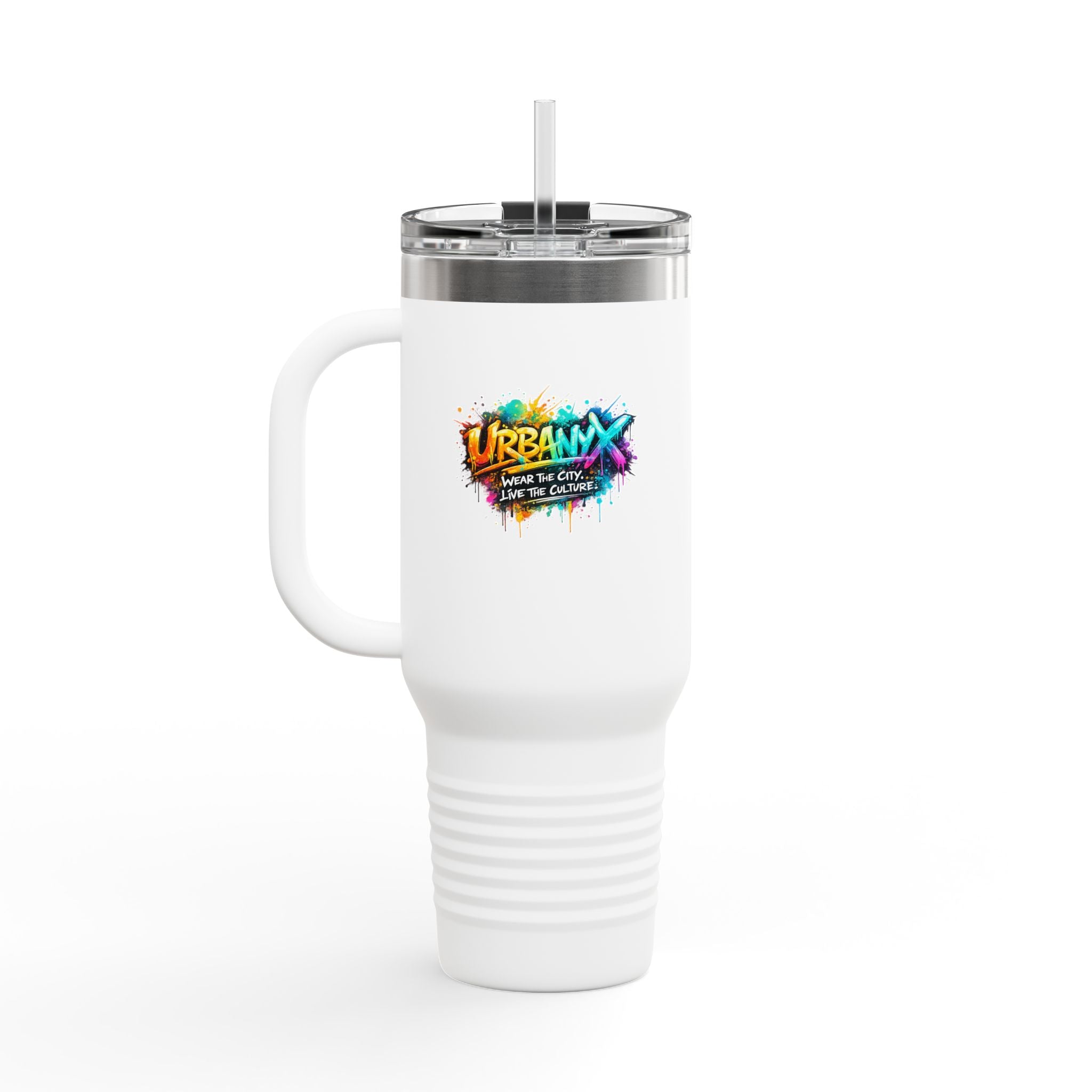 Urbanyx 40oz Insulated Travel Mug — Urban Graffiti 'Urban X' Colorful Logo