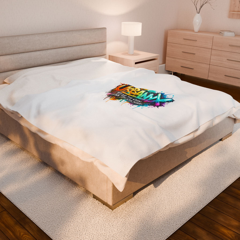 Urbanyx Graffiti Velveteen Plush Blanket — 'Wear the City, Live the Culture' Cozy Throw