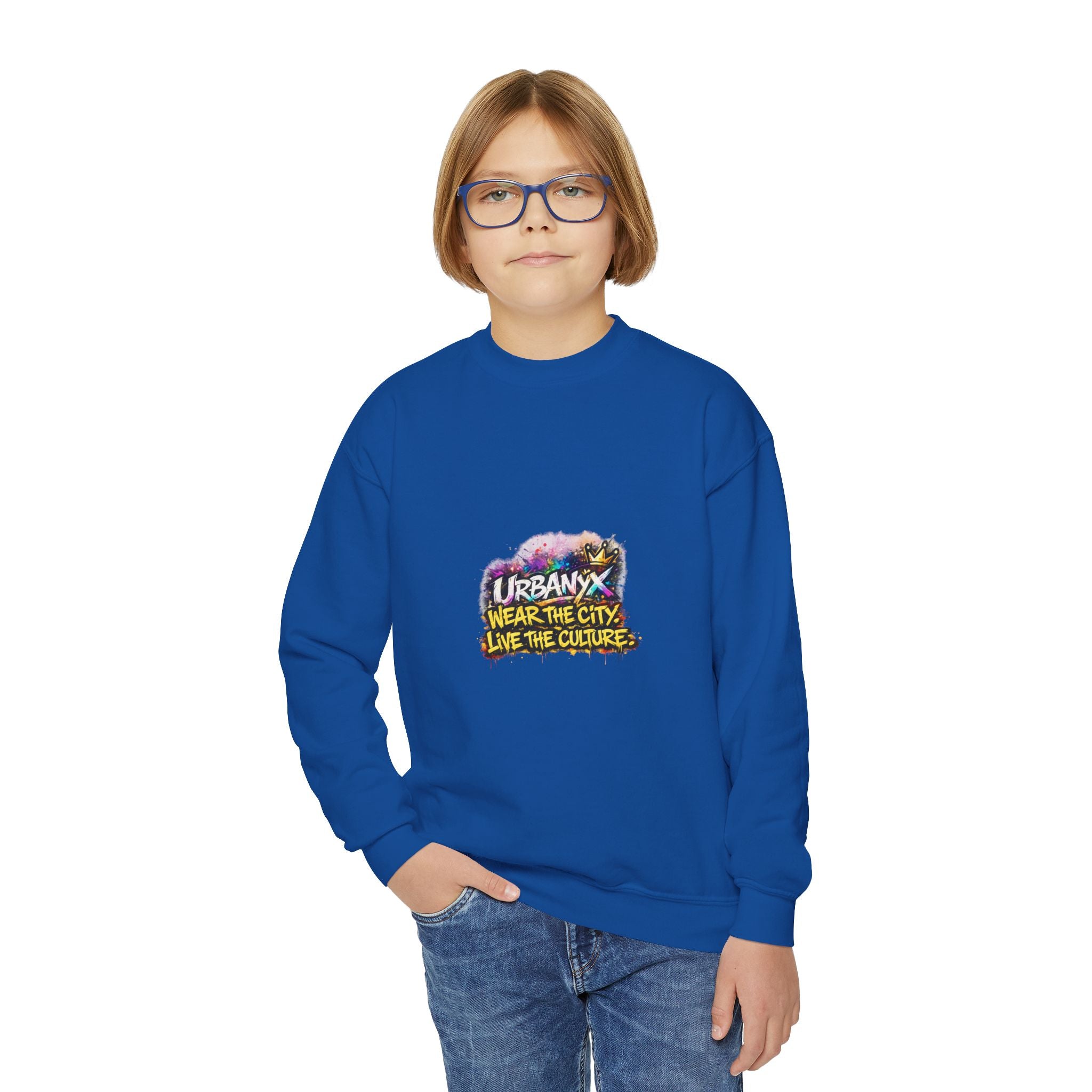 Urbanyx Youth Crewneck Sweatshirt — 'Urban Vibes' Colorful Graffiti Logo