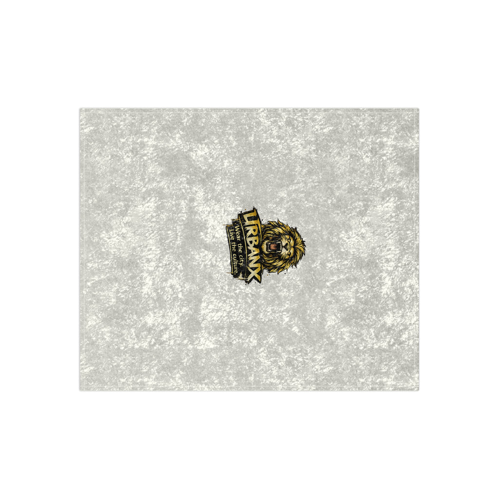 Urbanyx Crushed Velvet Blanket with UrbanX Lion Logo — Luxe Soft Throw for Living Room, Dorm & Gift