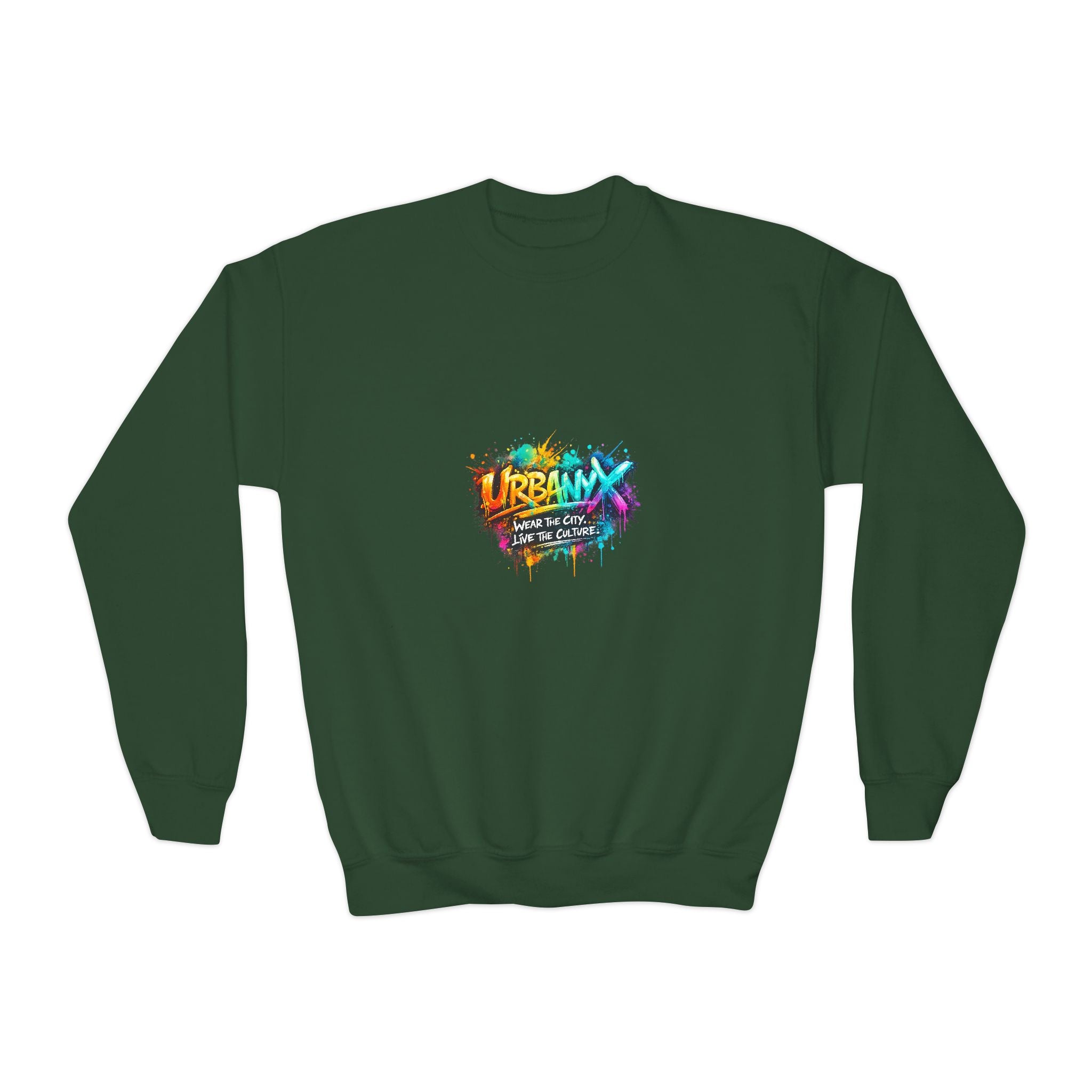 Urbanyx Youth Crewneck Sweatshirt - Colorful Urban Graffiti Logo Crew