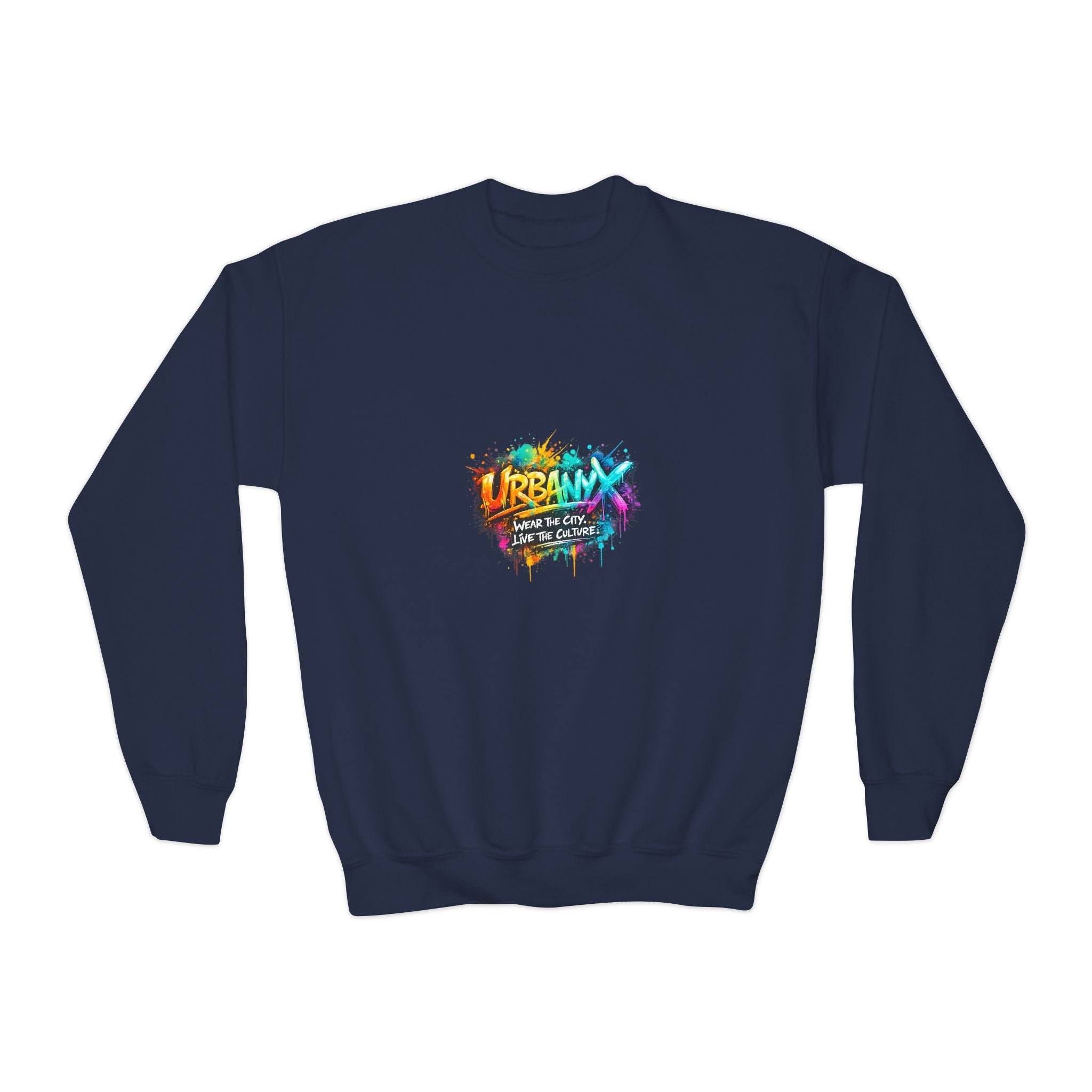Urbanyx Youth Crewneck Sweatshirt - Colorful Urban Graffiti Logo Crew
