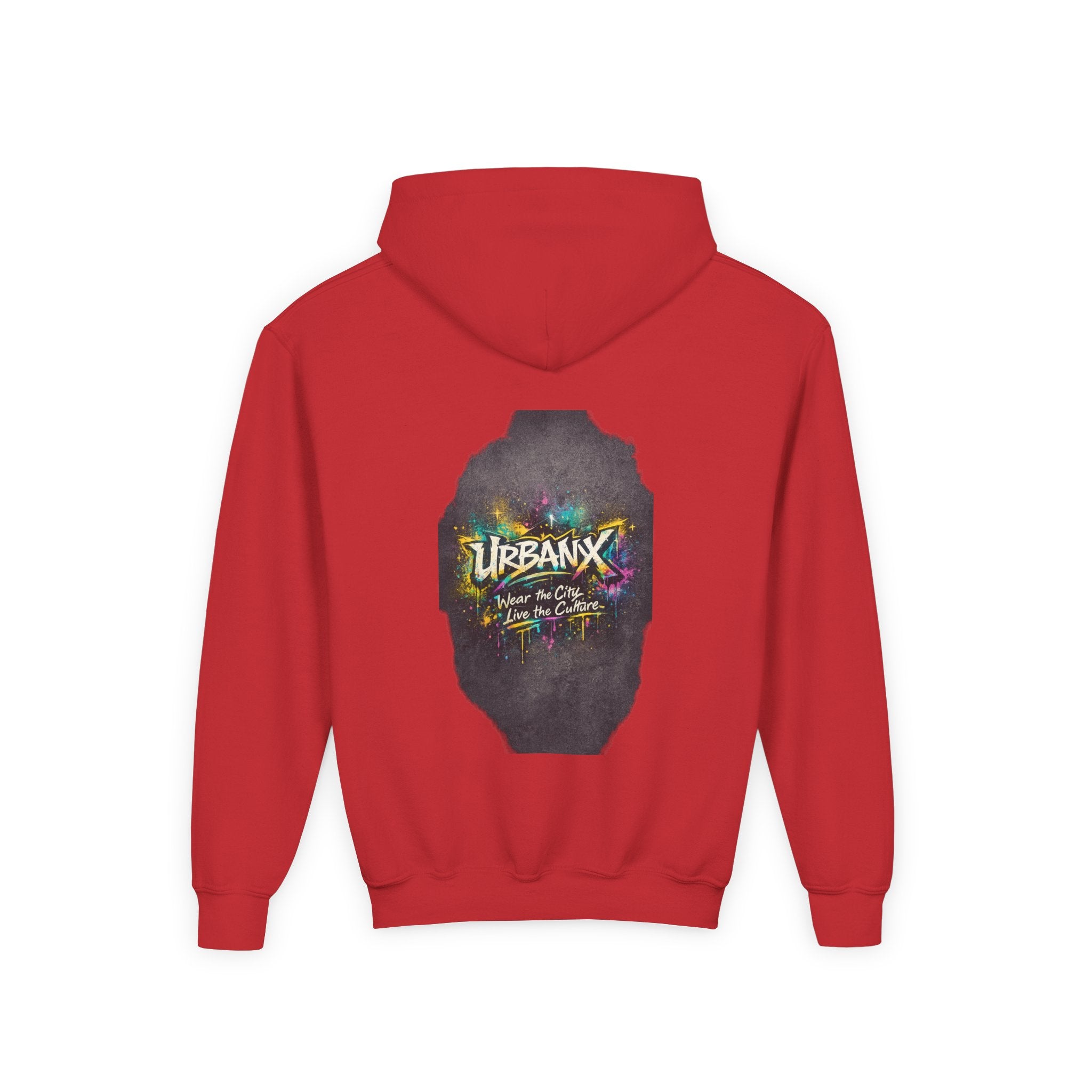 Urbanyx Kids Hoodie — UrbanX Logo Front & Colorful Graffiti Back Youth Sweatshirt