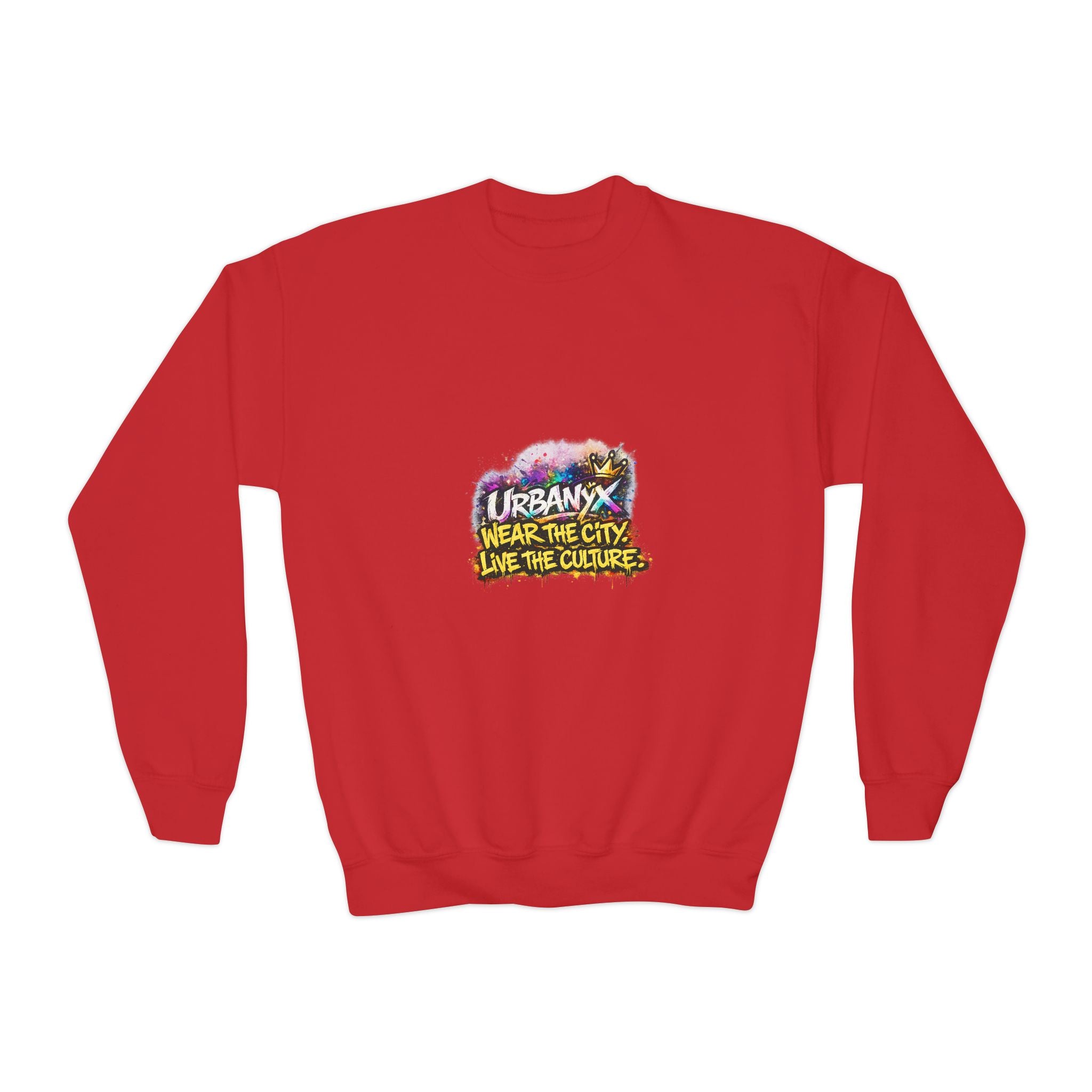 Urbanyx Youth Crewneck Sweatshirt — 'Urban Vibes' Colorful Graffiti Logo