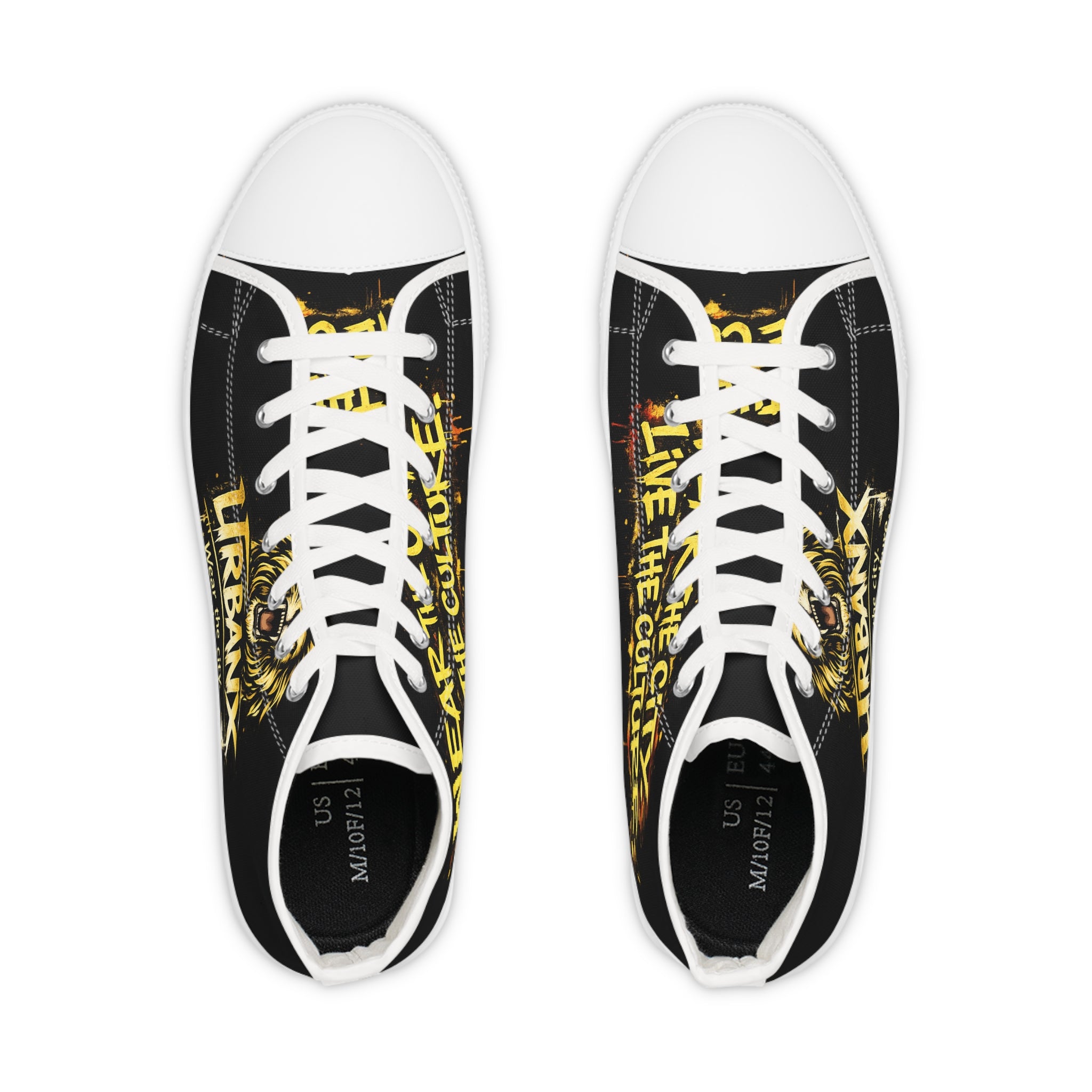 UrbanX High-Top Sneakers — 'Wear the City' Black & Gold Streetwear