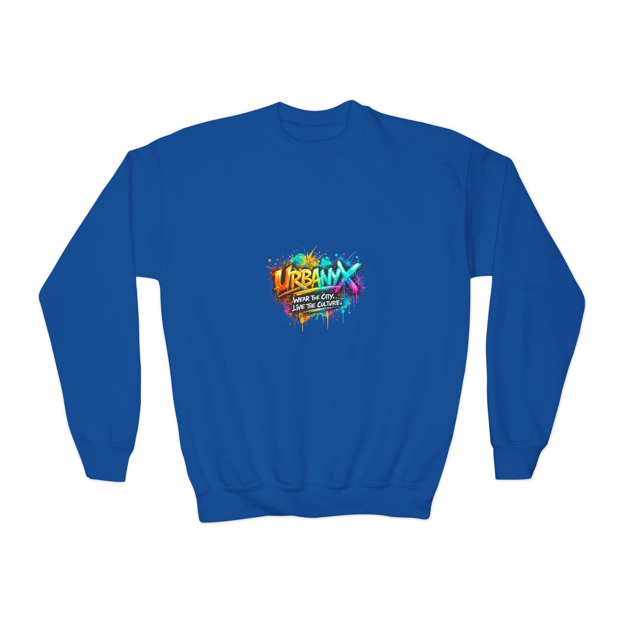 Urbanyx Youth Crewneck Sweatshirt - Colorful Urban Graffiti Logo Crew