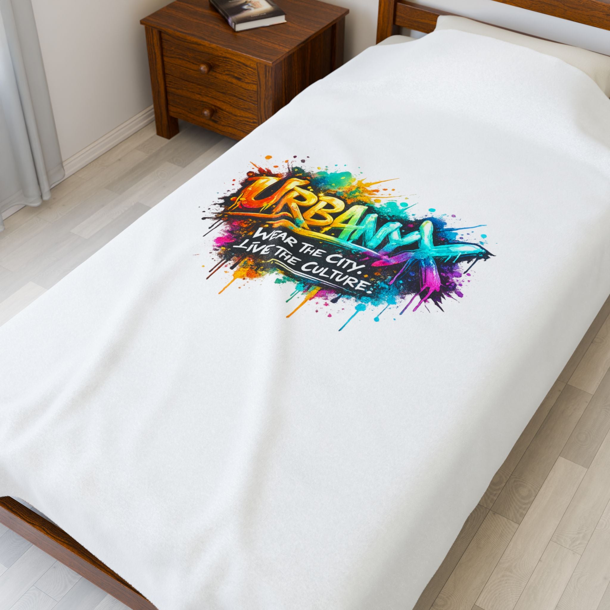 Urbanyx Graffiti Velveteen Plush Blanket — 'Wear the City, Live the Culture' Cozy Throw
