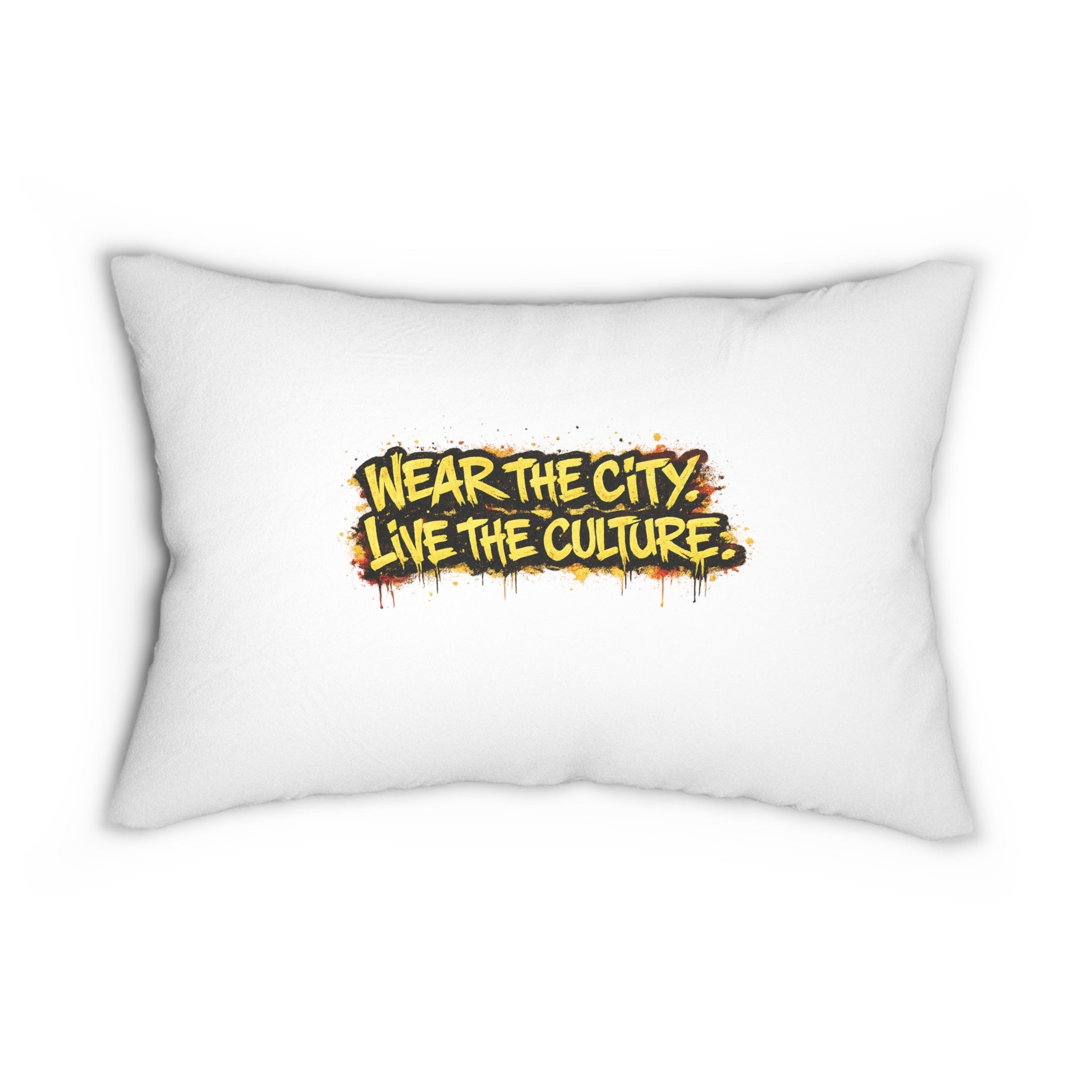 Lumbar Pillow — UrbanX Lion Logo & “Wear the City, Live the Culture” Street Art Accent