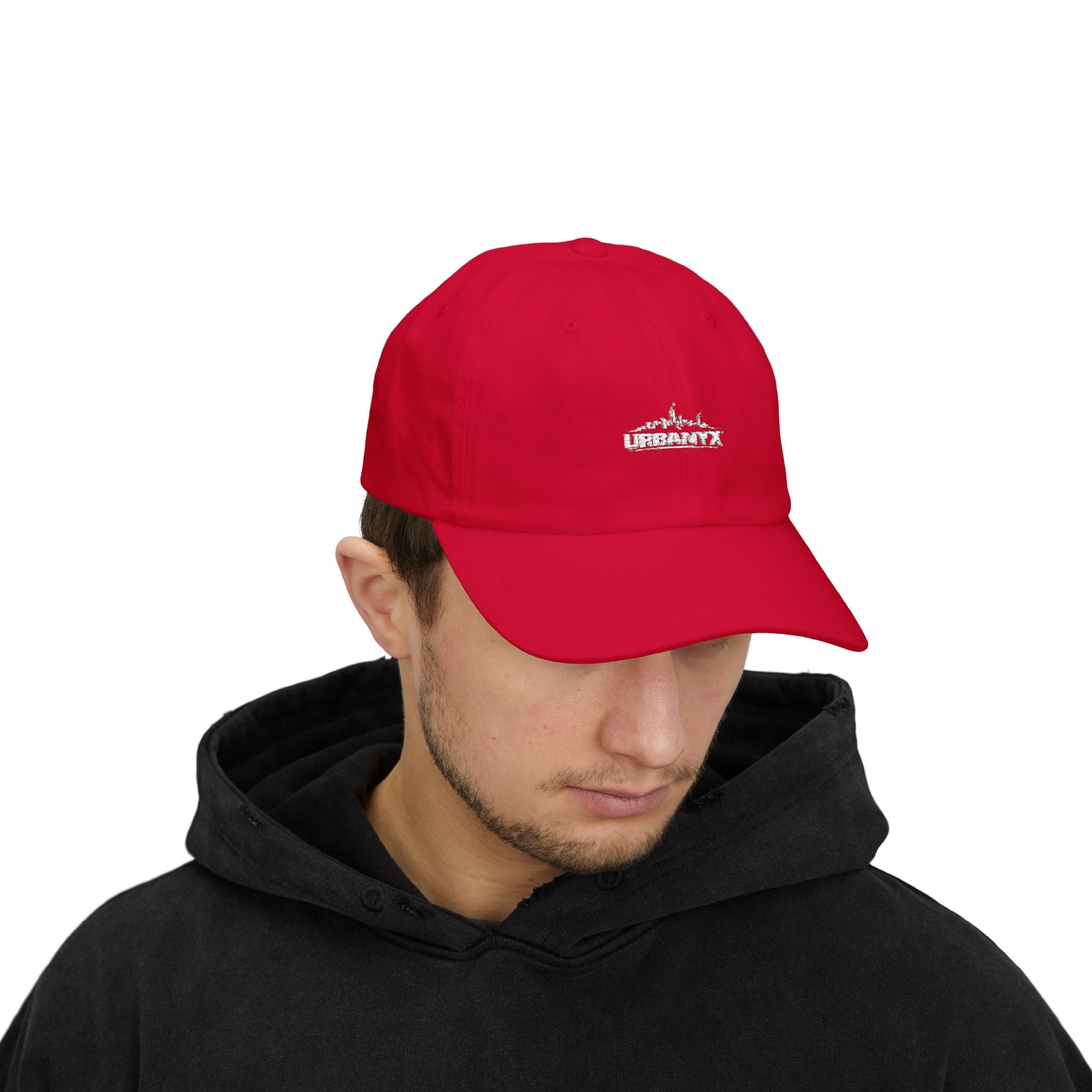 Urbanyx Dad Cap — Minimalist White Skyline Embroidered Hat