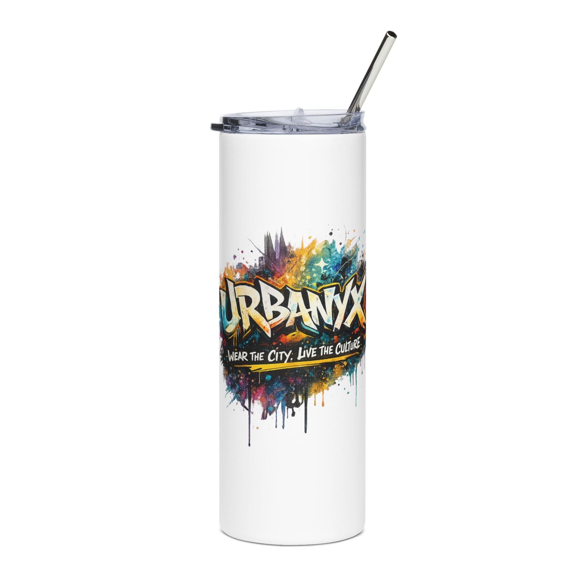 Urbanyx 20oz Stainless Tumbler — Colorful Graffiti "Wear the City, Live the Culture" Drinkware