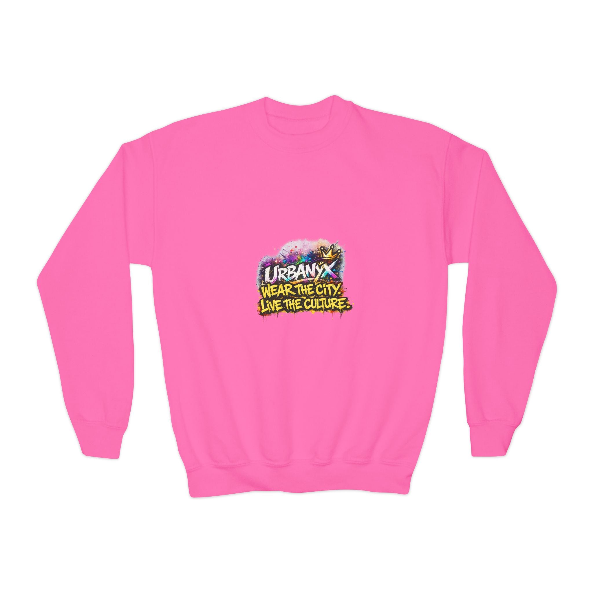Urbanyx Youth Crewneck Sweatshirt — 'Urban Vibes' Colorful Graffiti Logo