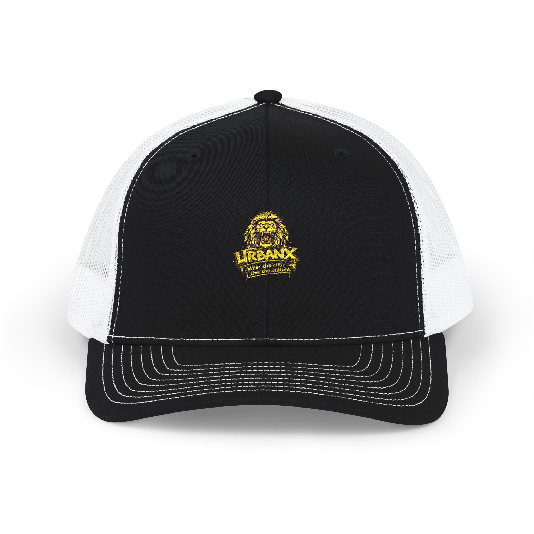 Embroidered Lion Logo Trucker Hat — Snapback Mesh Cap
