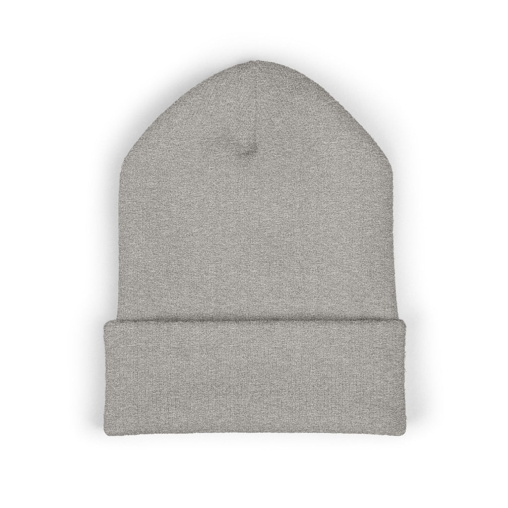 Urbanyx Embroidered Fire Patch Cuffed Beanie — Cozy White Knit Winter Hat