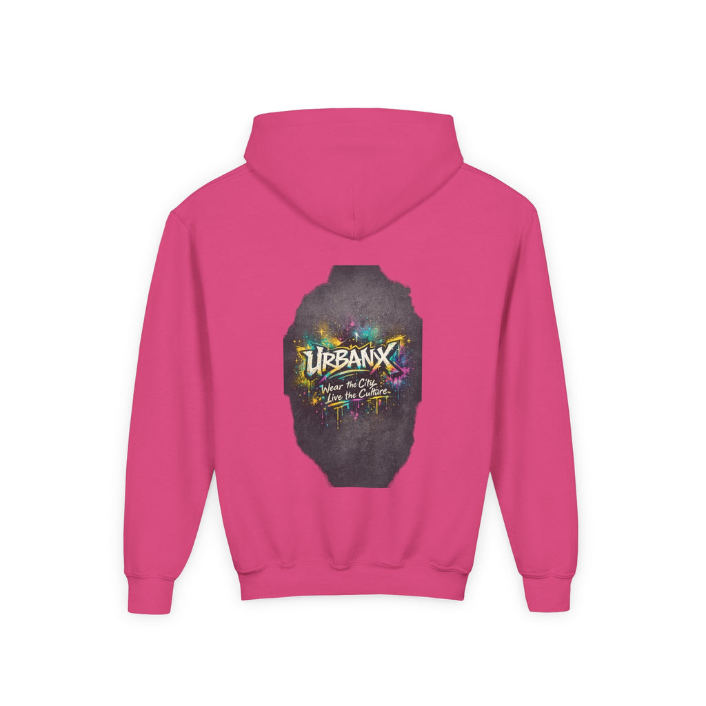 Urbanyx Kids Hoodie — UrbanX Logo Front & Colorful Graffiti Back Youth Sweatshirt