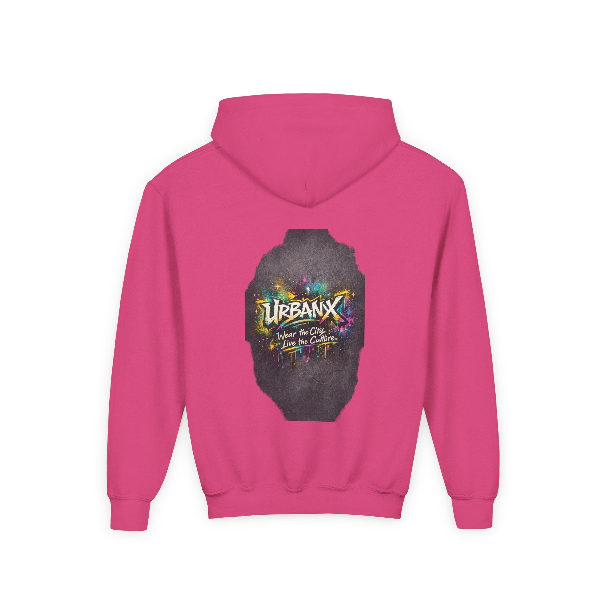 Urbanyx Kids Hoodie — UrbanX Logo Front & Colorful Graffiti Back Youth Sweatshirt