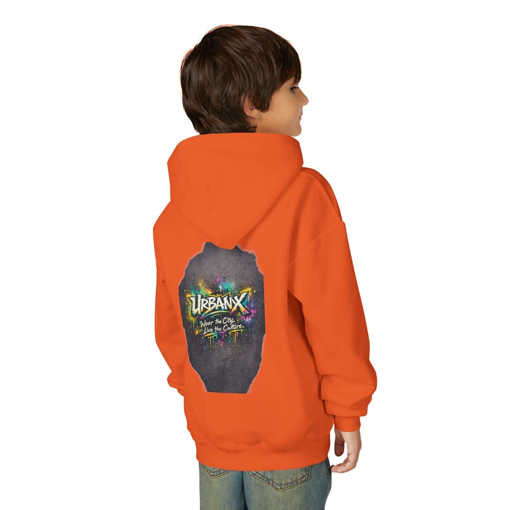 Urbanyx Kids Hoodie — UrbanX Logo Front & Colorful Graffiti Back Youth Sweatshirt