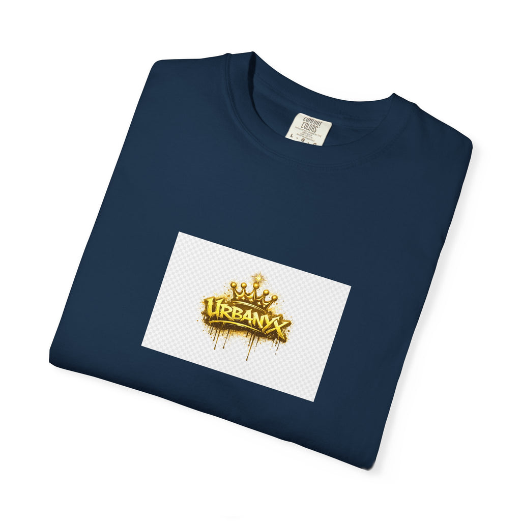 Crowned Urbanaxy Logo T-Shirt — Gold Drip Streetwear Tee