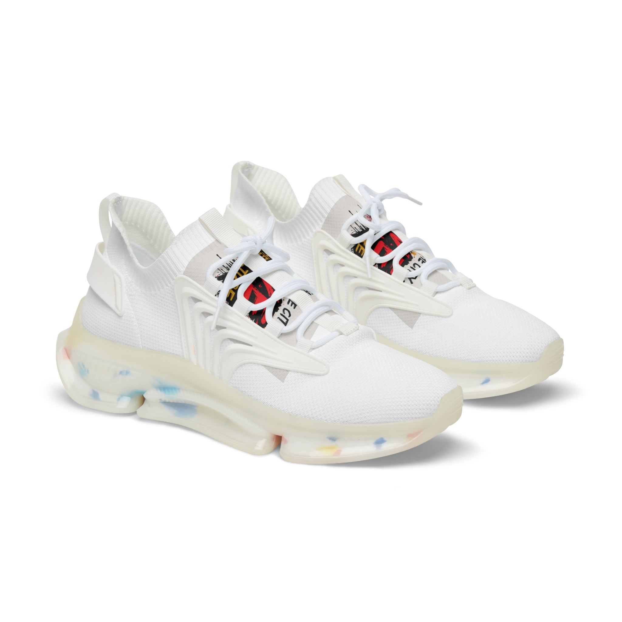 Men's White Mesh Sneakers — Lightweight Breathable Athletic Shoes with Color-Speckled SoleUrbanyX wear the city , we the Culture