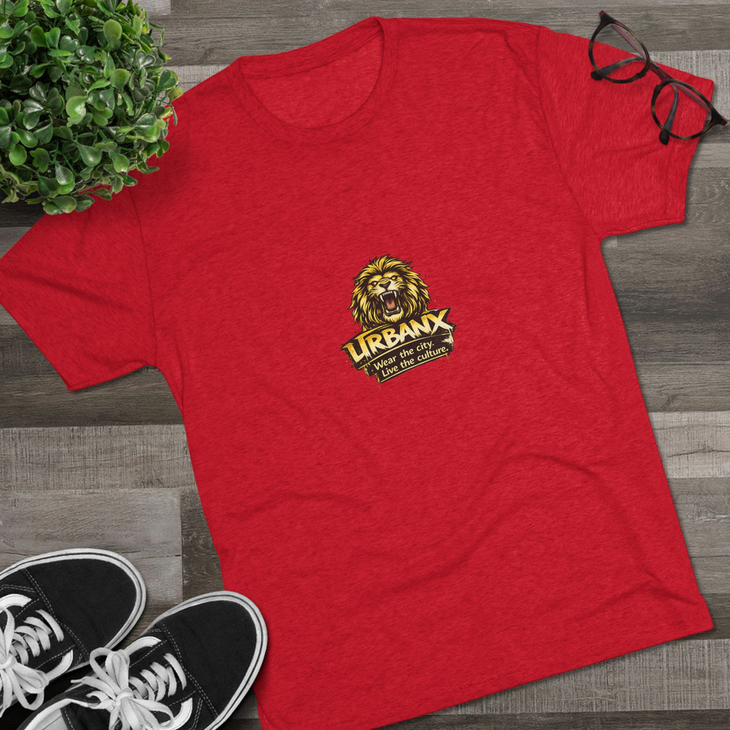 UrbanyX Lion Emblem Tee — "URBANX" Vintage Lion Logo Crew Shirt