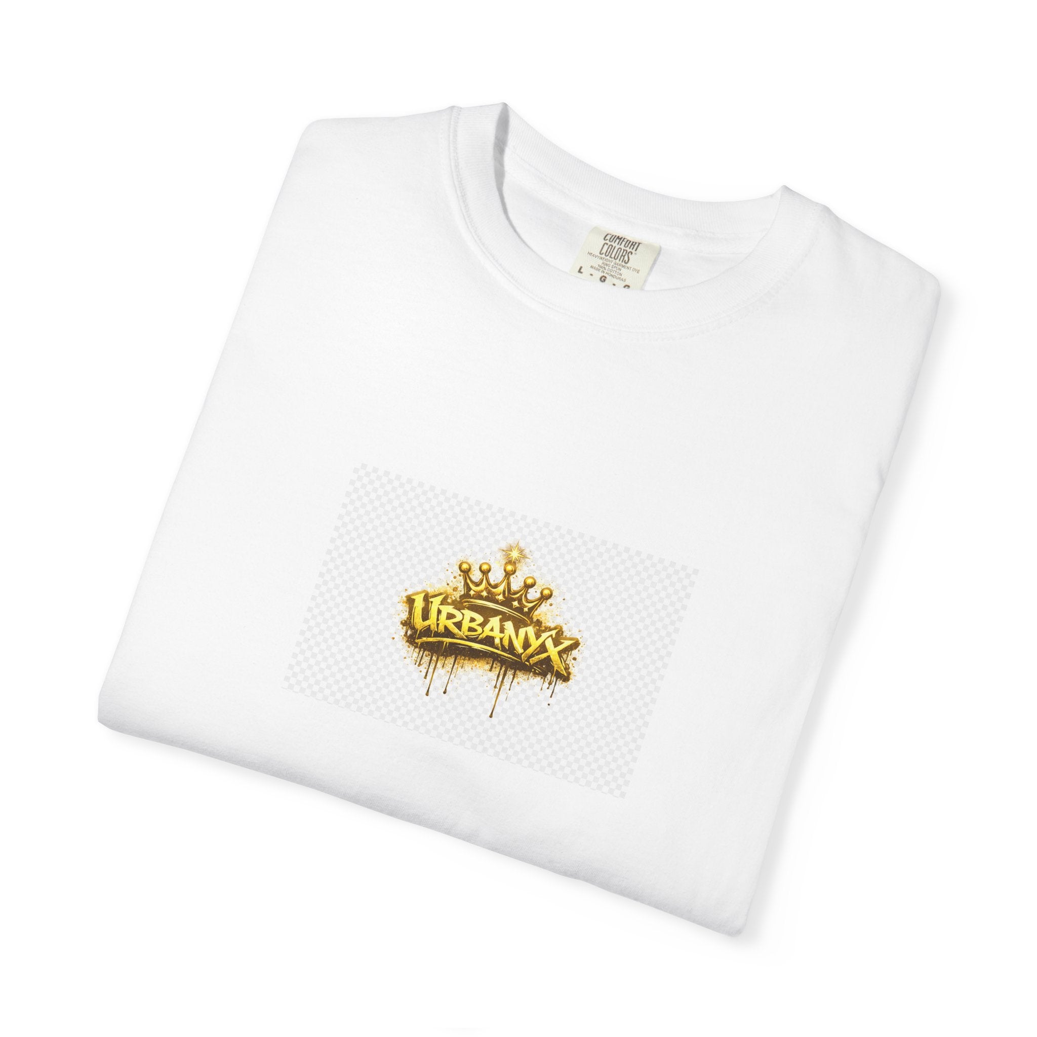 Crowned Urbanaxy Logo T-Shirt — Gold Drip Streetwear Tee