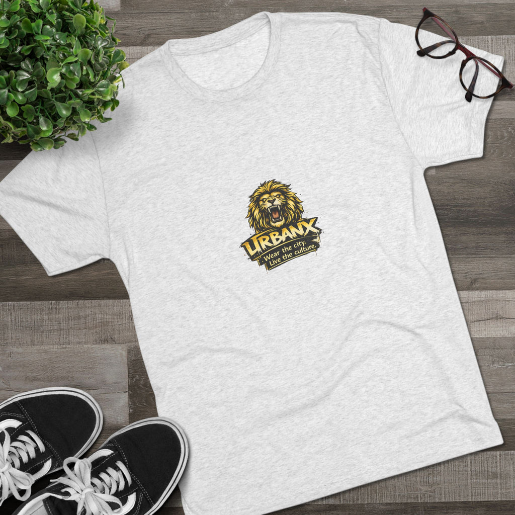UrbanyX Lion Emblem Tee — "URBANX" Vintage Lion Logo Crew Shirt