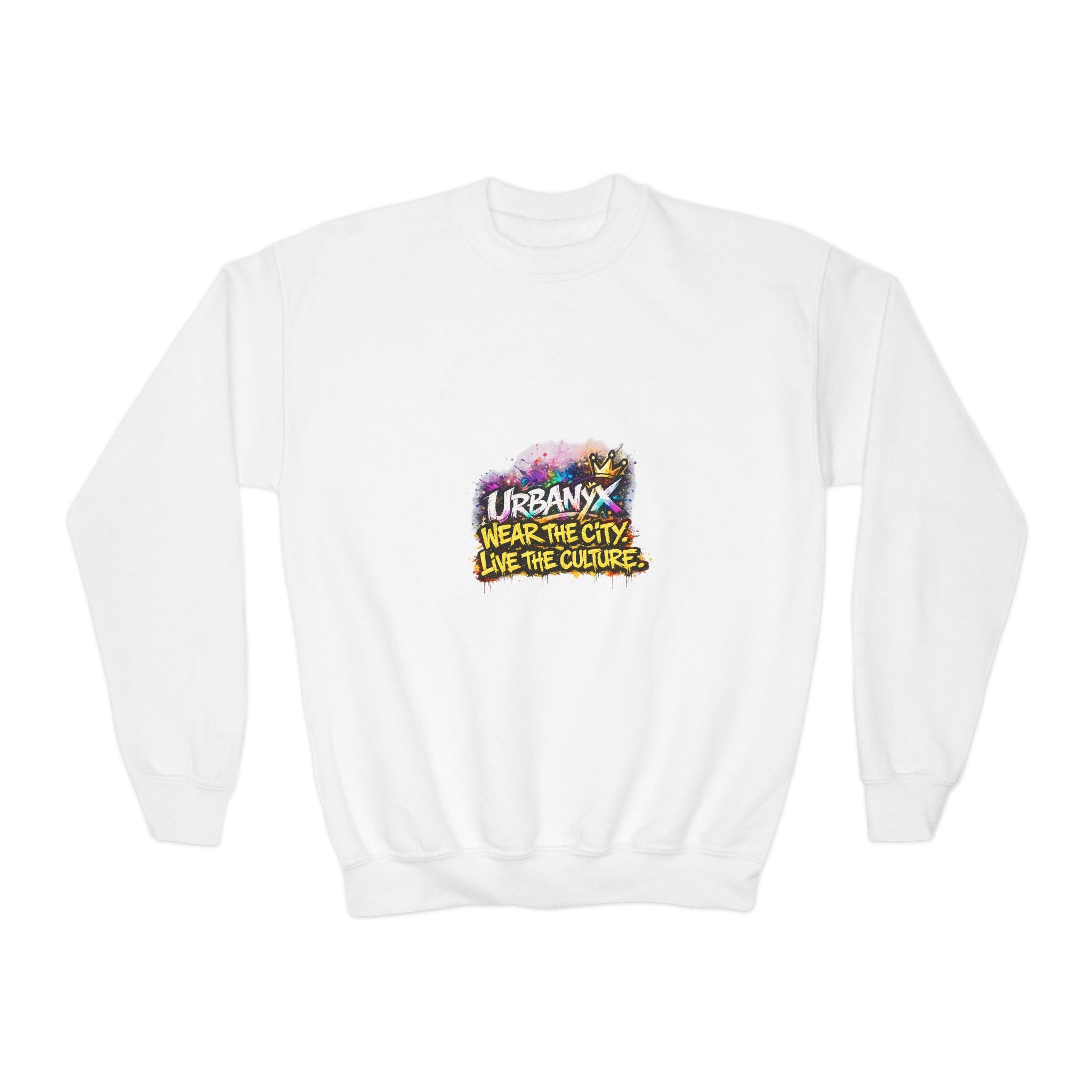 Urbanyx Youth Crewneck Sweatshirt — 'Urban Vibes' Colorful Graffiti Logo