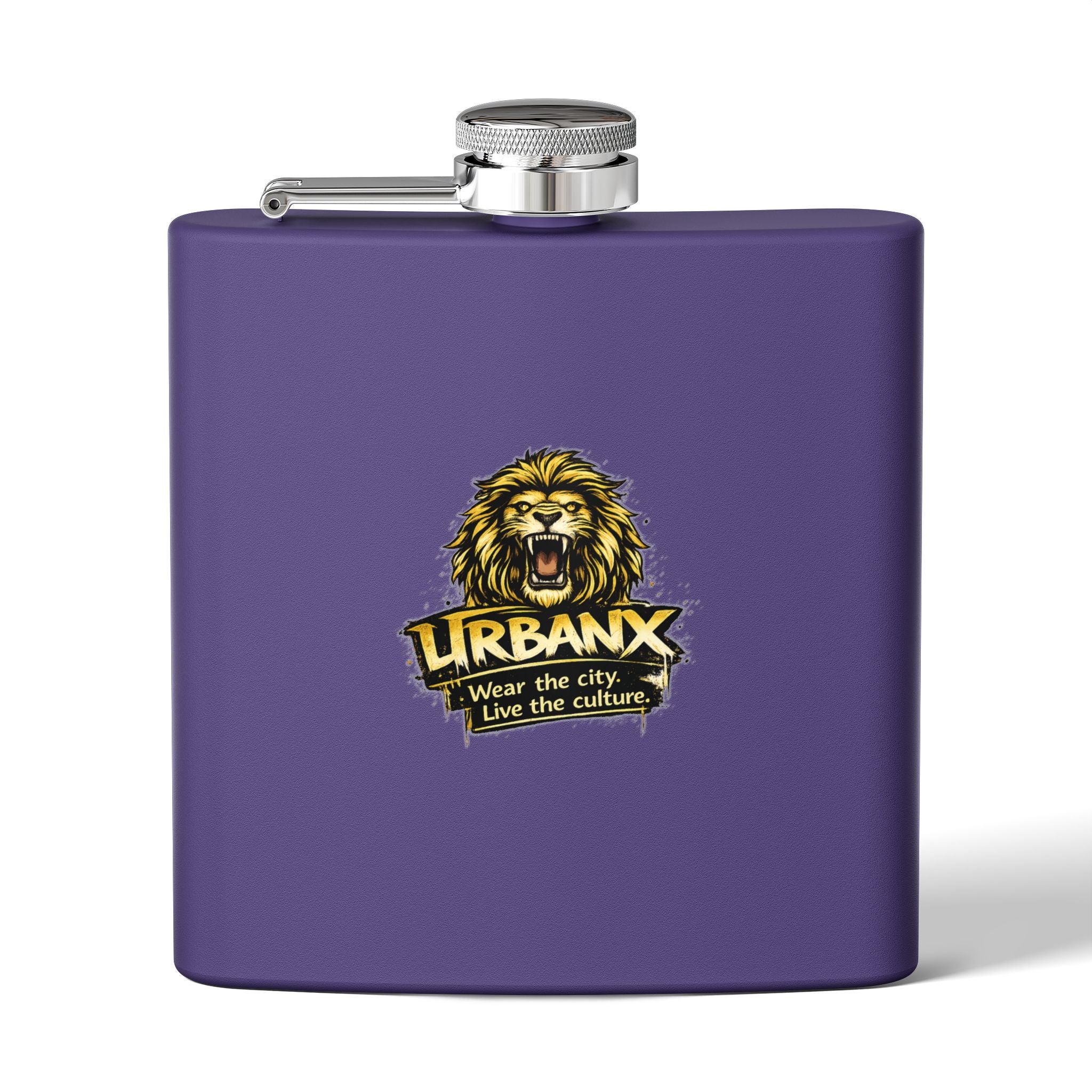 Urbanyx Flask — UrbanX Lion Logo 6oz Stainless Steel Hip Flask