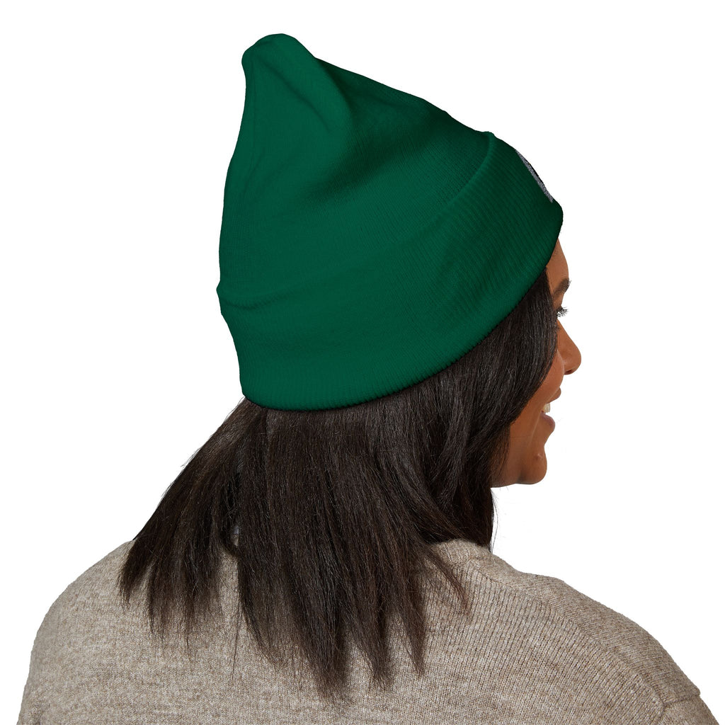 Urbanyx Embroidered Fire Patch Cuffed Beanie — Cozy White Knit Winter Hat