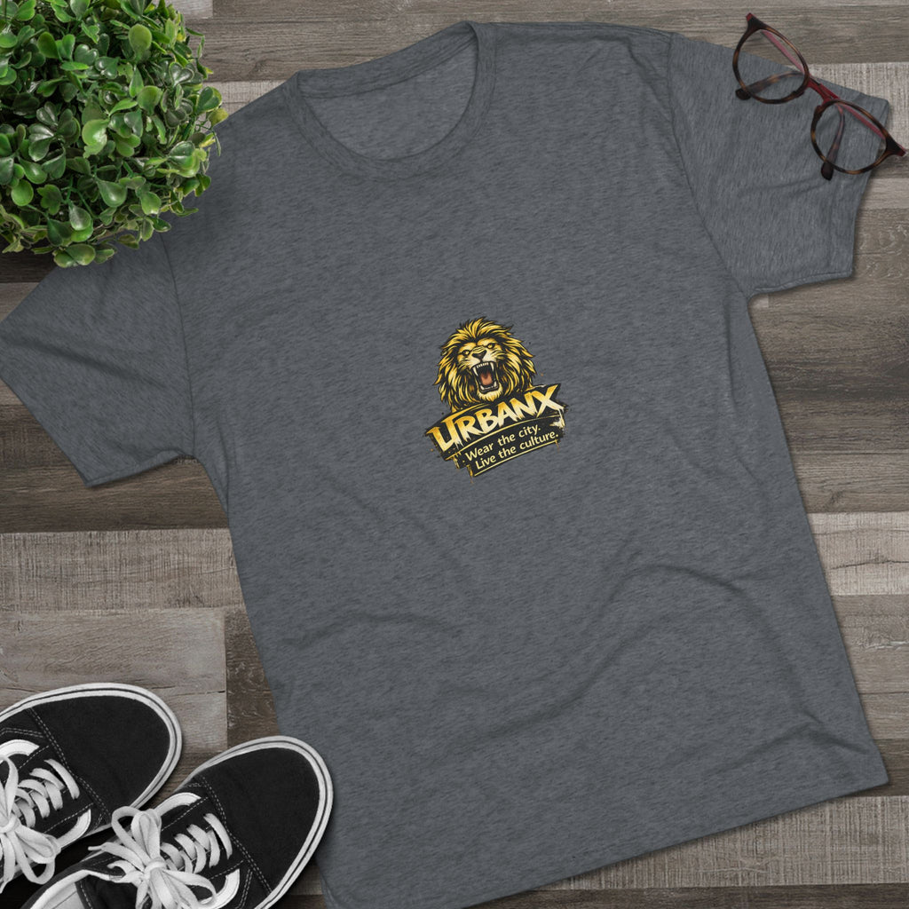 UrbanyX Lion Emblem Tee — "URBANX" Vintage Lion Logo Crew Shirt