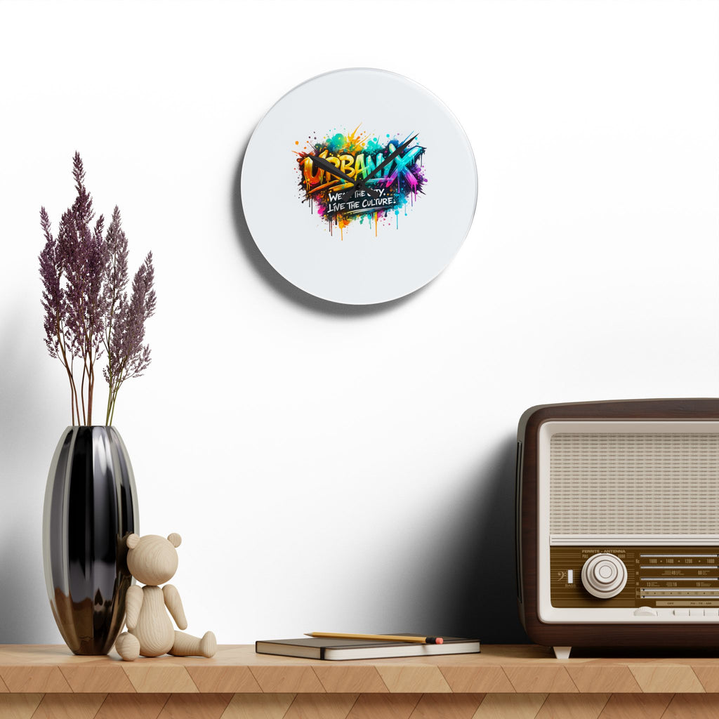 Urbanyx Acrylic Wall Clock — Colorful Urban Graffiti Design