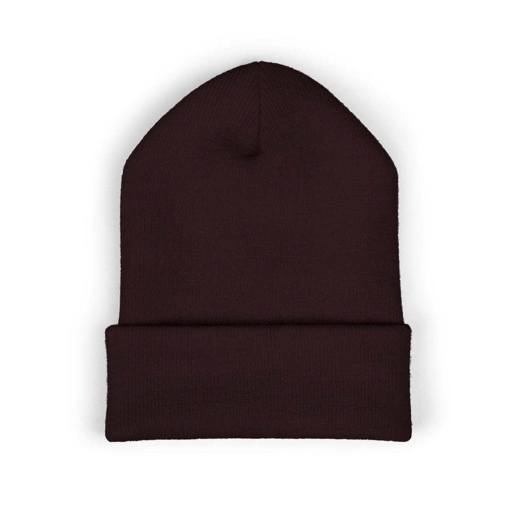 Urbanyx Embroidered Fire Patch Cuffed Beanie — Cozy White Knit Winter Hat
