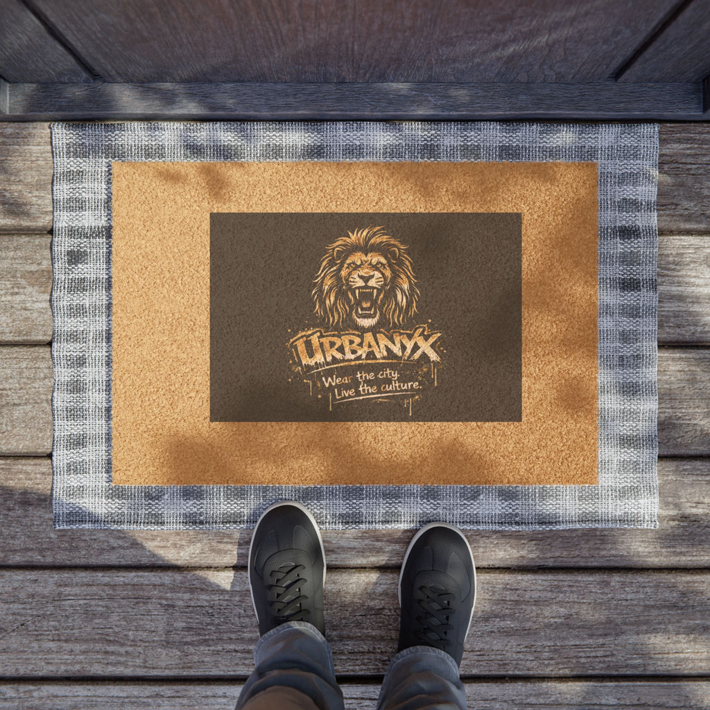 Urbanyx Lion Graphic Doormat — 'URBANX: Wear the city, Live the culture' Coir Welcome Mat