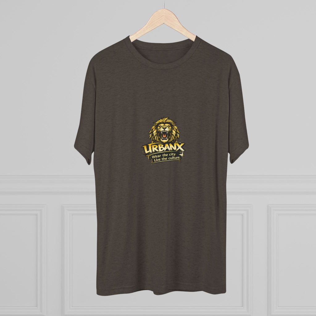 UrbanyX Lion Emblem Tee — "URBANX" Vintage Lion Logo Crew Shirt