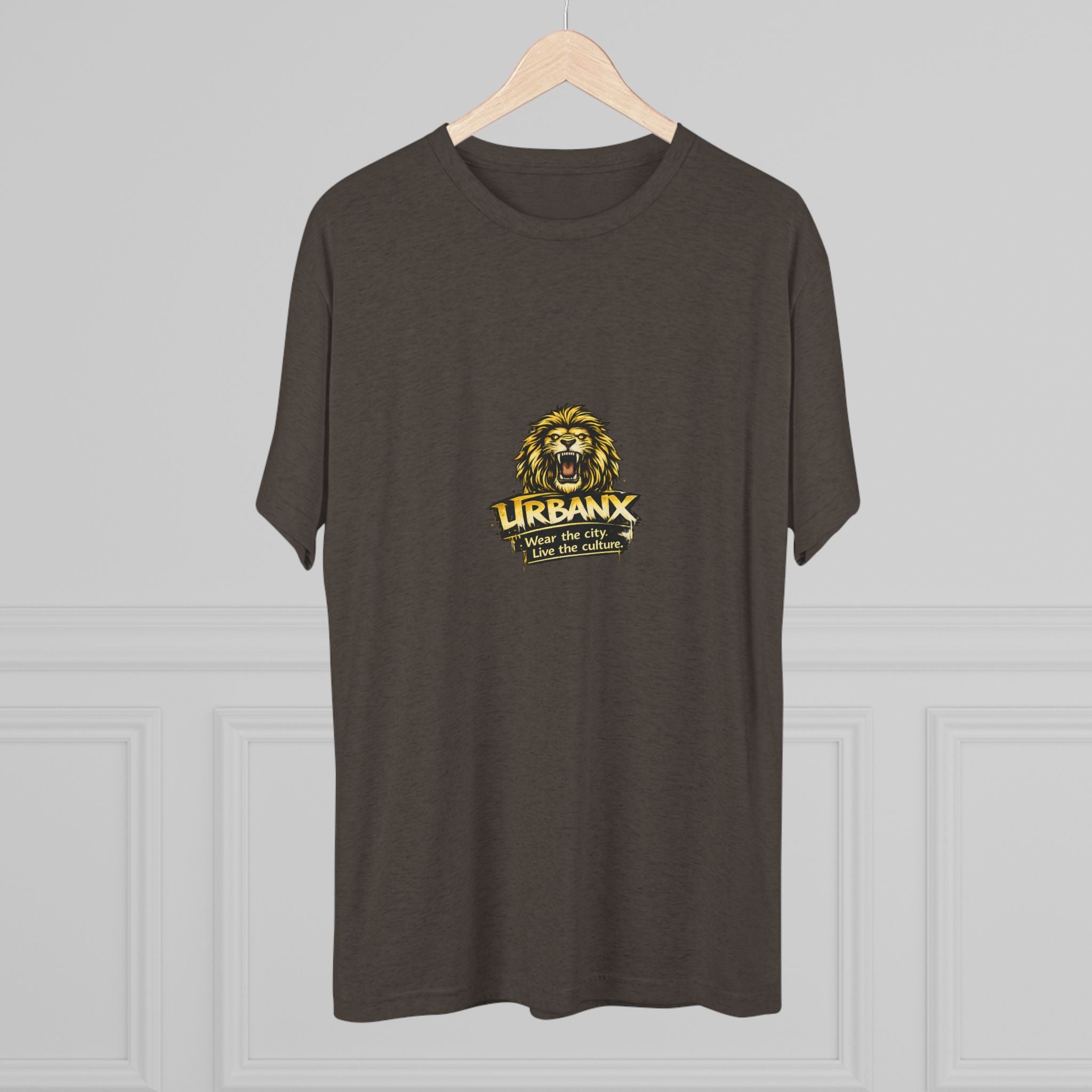 UrbanyX Lion Emblem Tee — "URBANX" Vintage Lion Logo Crew Shirt