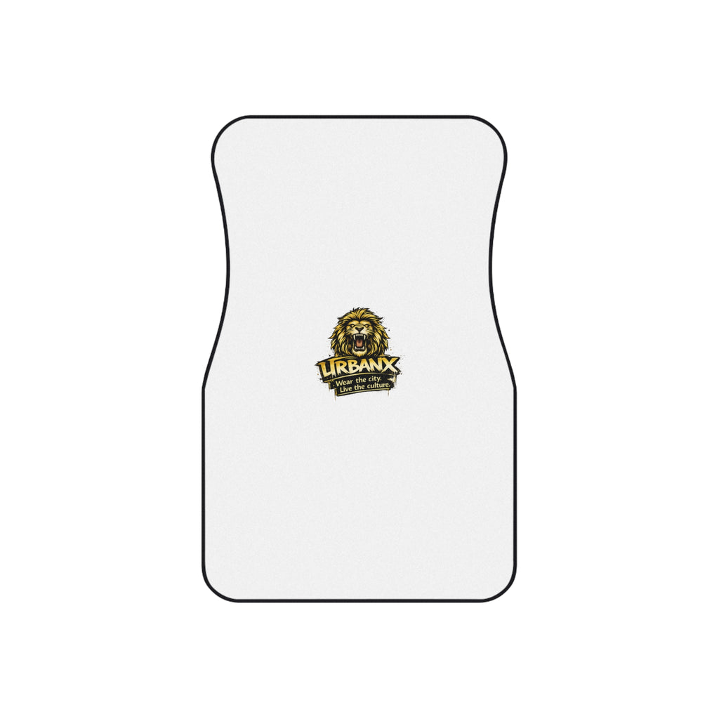 Urbanyx Custom Logo Car Mats (Set of 4) — White Floor Mats with UrbanX Lion Emblem