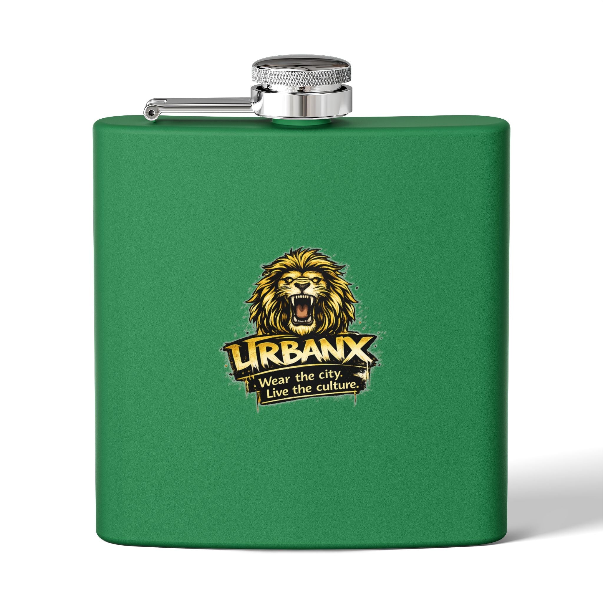 Urbanyx Flask — UrbanX Lion Logo 6oz Stainless Steel Hip Flask