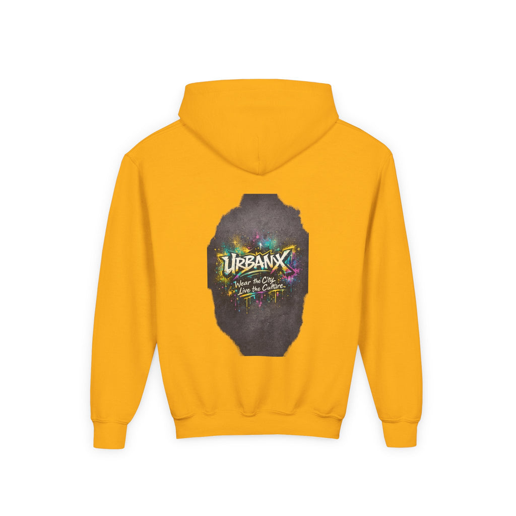 Urbanyx Kids Hoodie — UrbanX Logo Front & Colorful Graffiti Back Youth Sweatshirt