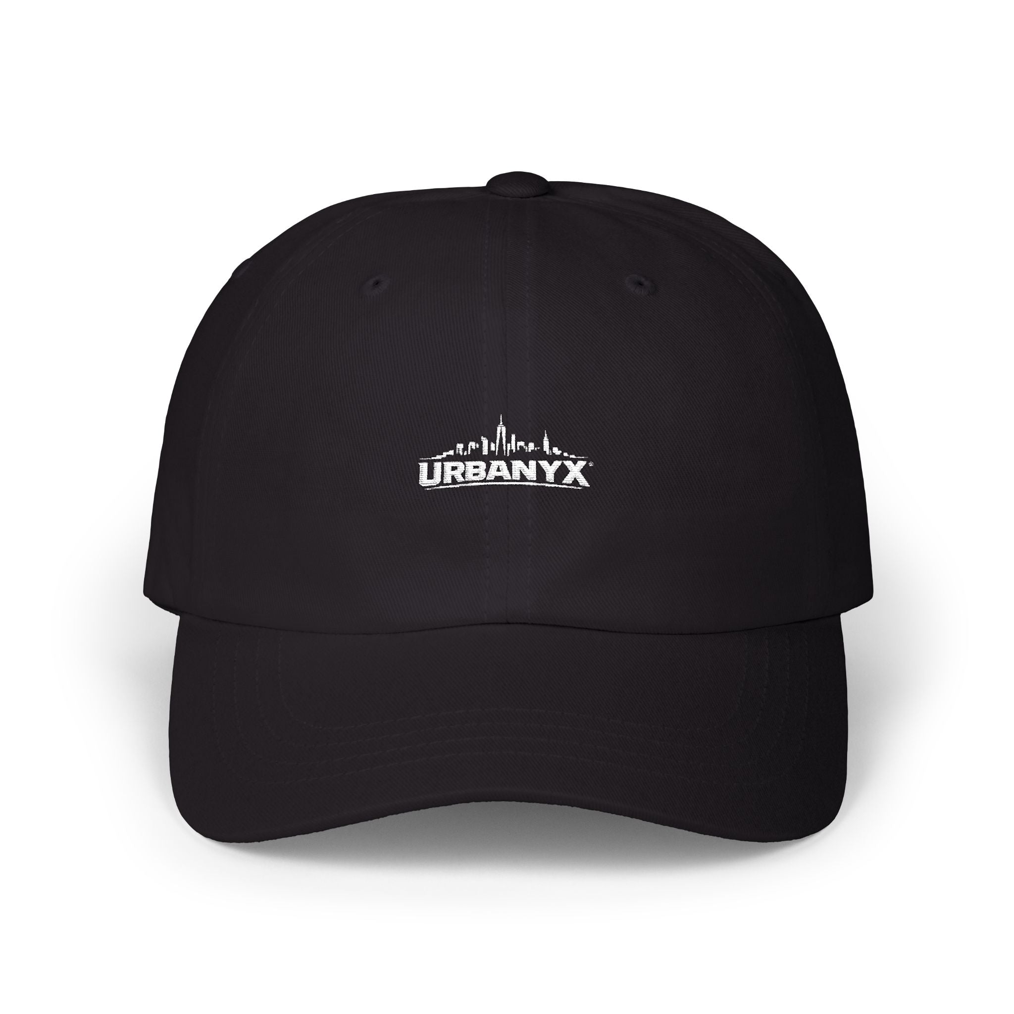 Urbanyx Dad Cap — Minimalist White Skyline Embroidered Hat