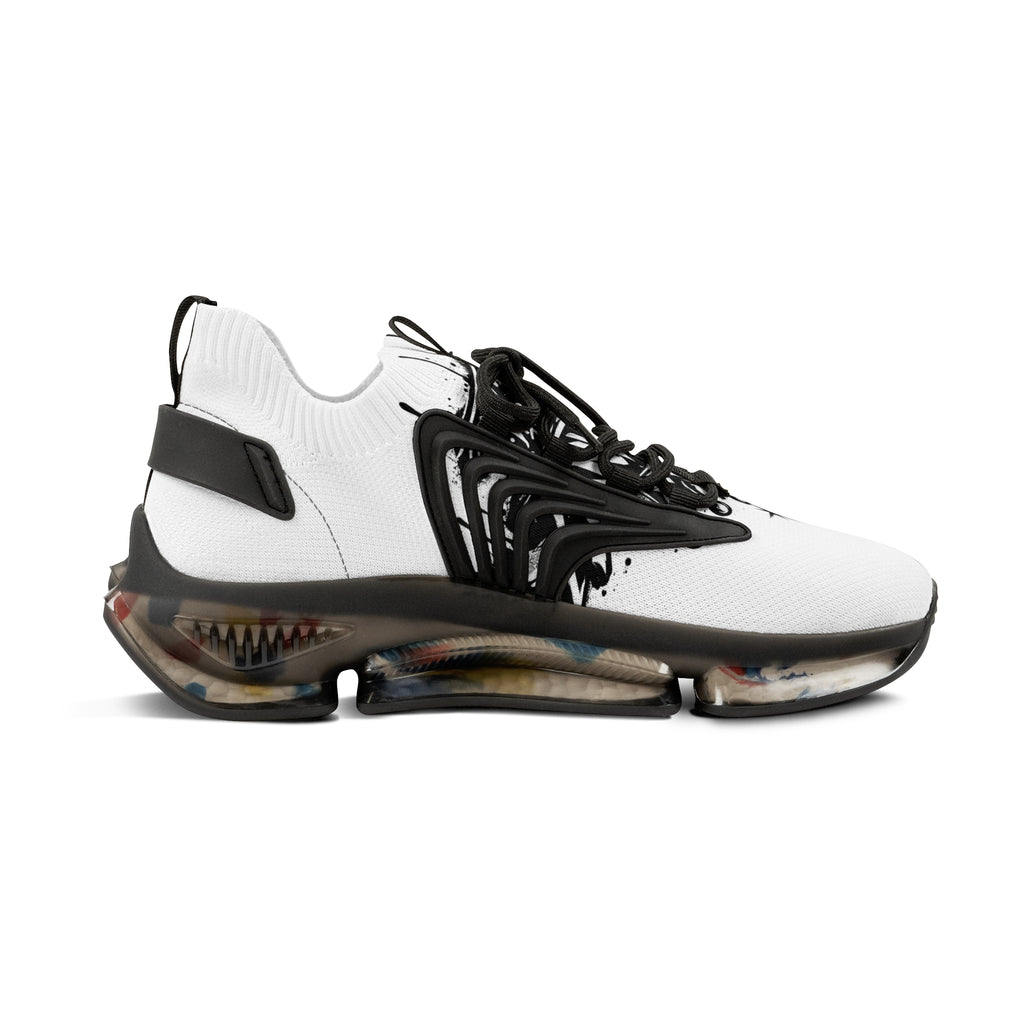 Men's White Mesh Sneakers with Black Star Graphic — Lightweight Athletic Shoes Urbanyx wear the city , we the culture