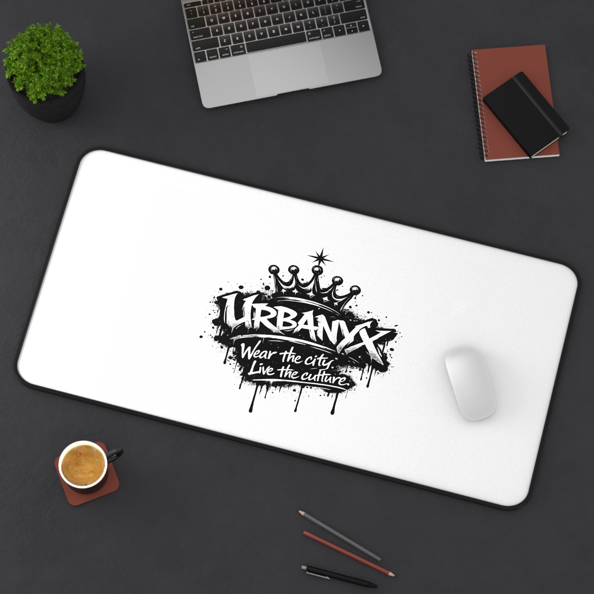 Urbanyx  Crown Desk Mat — Graffiti Logo Mouse Pad for Gamers & Creatives