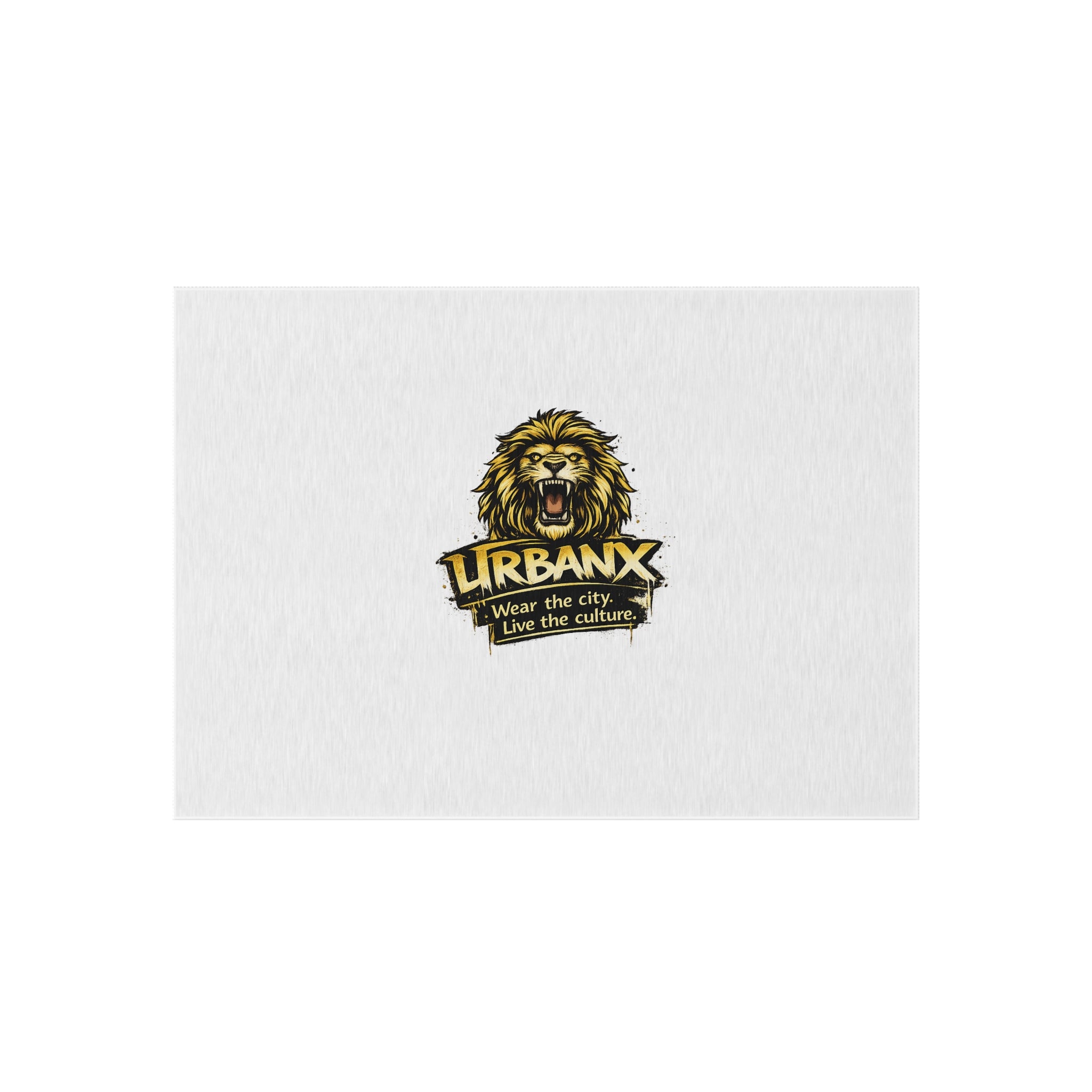 Urbanyx Lion Logo Outdoor Rug — Durable Patio & Doormat with “Wear the city. Live the culture.”