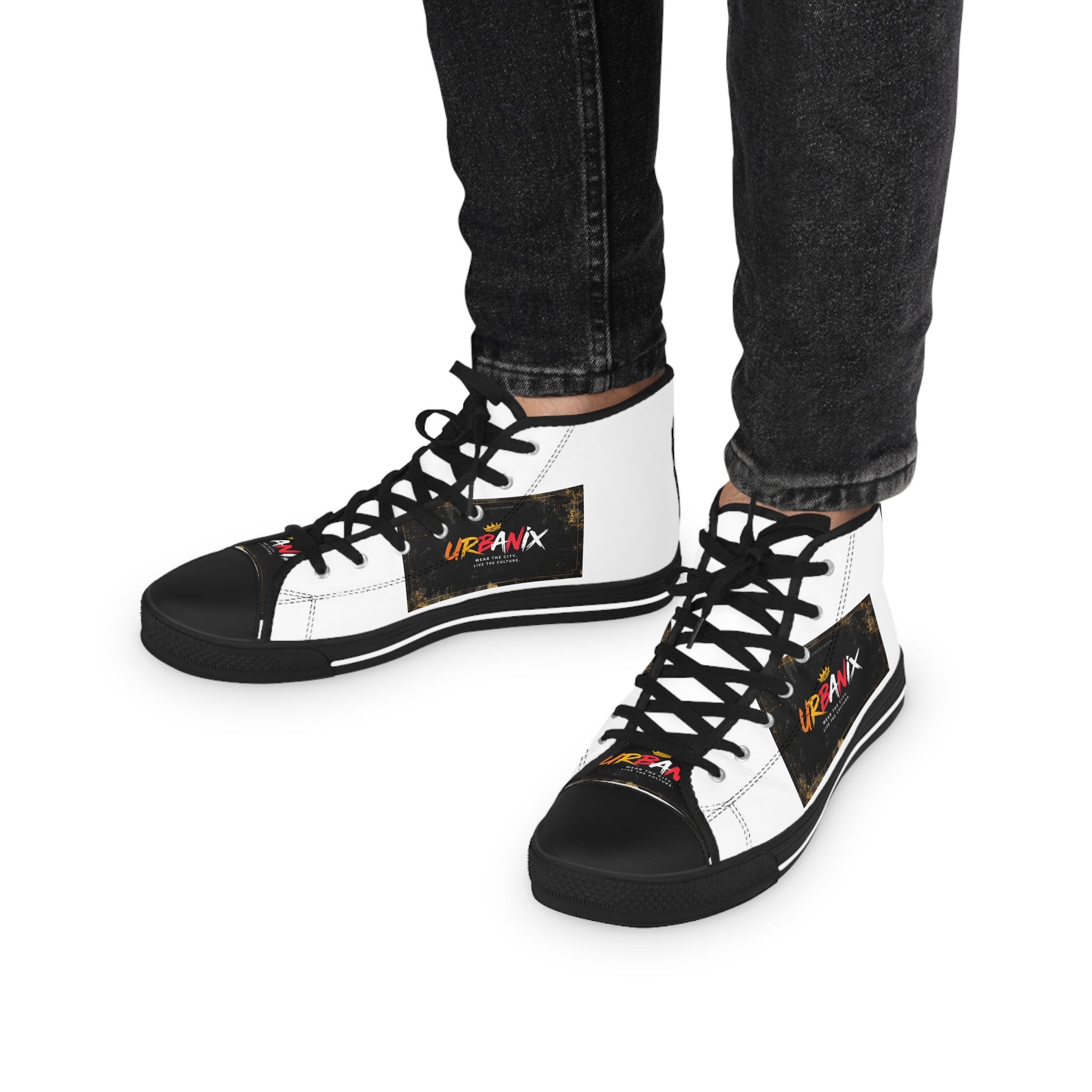 High Top Sneakers — Urban Graffiti Logo Men's Casual Shoes