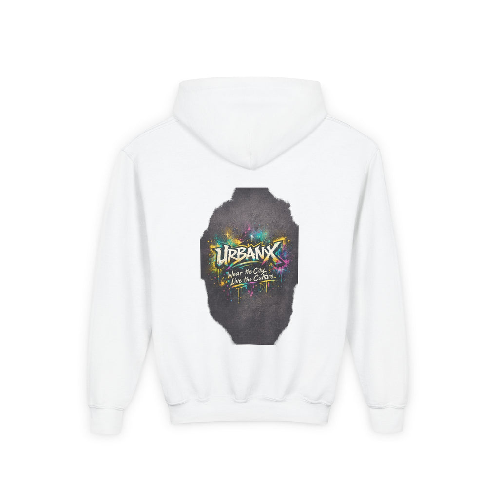 Urbanyx Kids Hoodie — UrbanX Logo Front & Colorful Graffiti Back Youth Sweatshirt