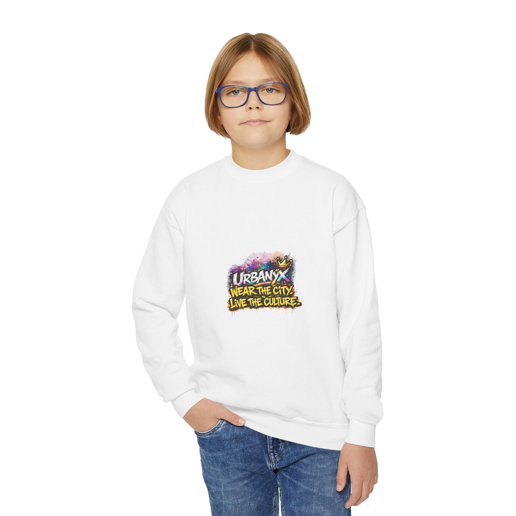 Urbanyx Youth Crewneck Sweatshirt — 'Urban Vibes' Colorful Graffiti Logo