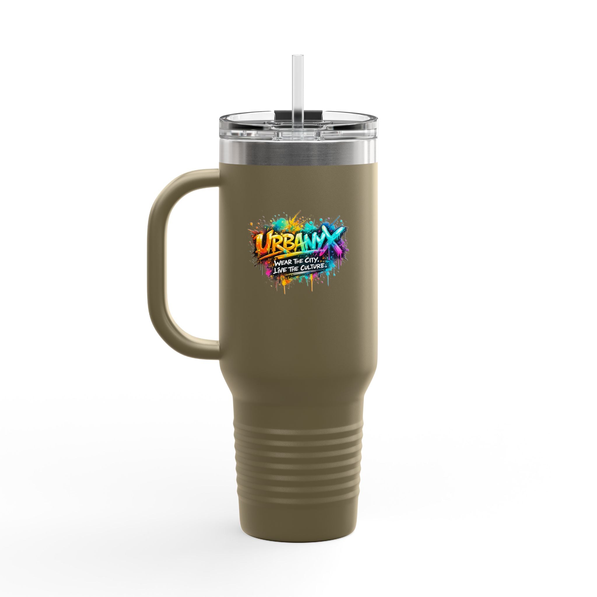 Urbanyx 40oz Insulated Travel Mug — Urban Graffiti 'Urban X' Colorful Logo