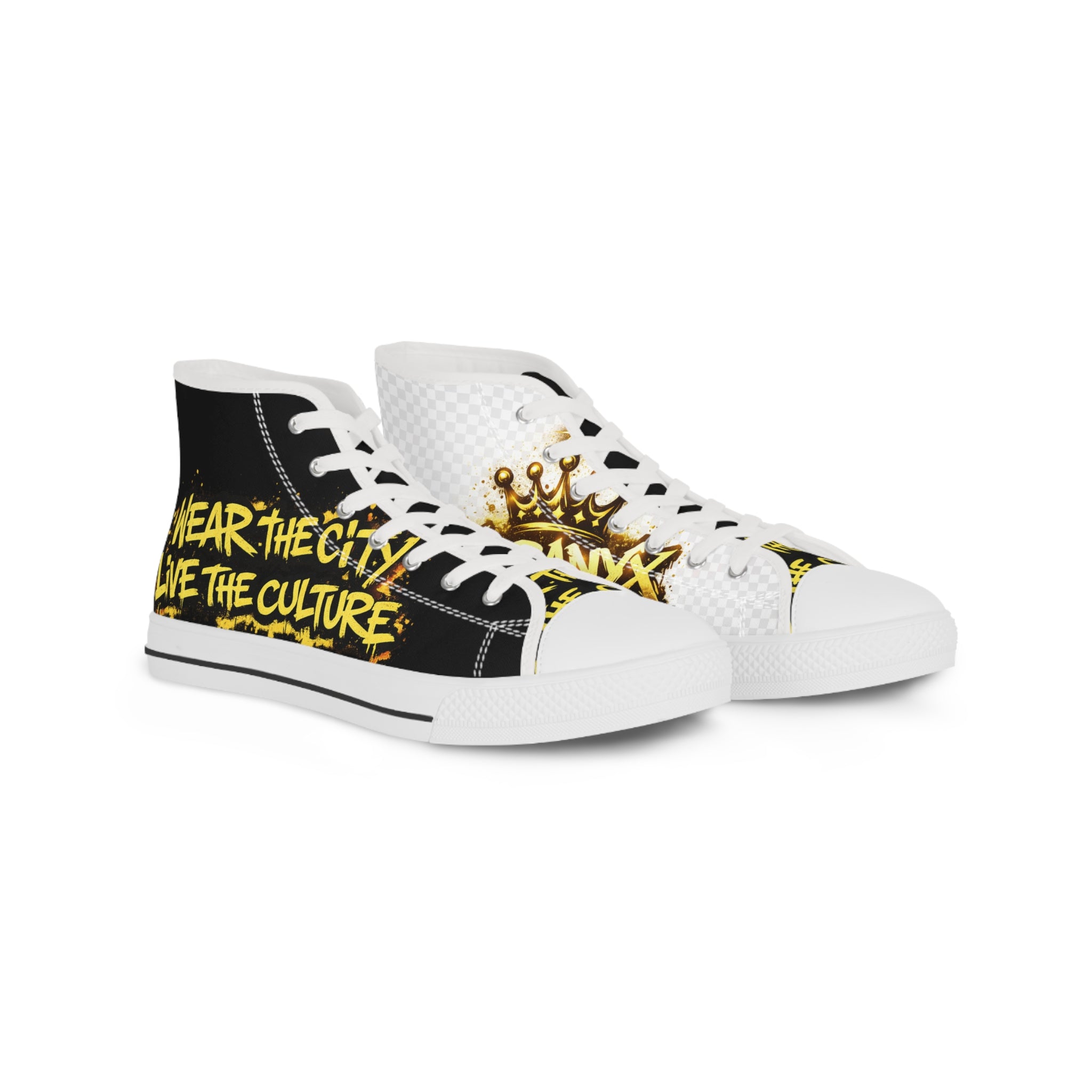High Top Sneakers — Urban Graffiti 'Hear the City, Live the Culture' Design